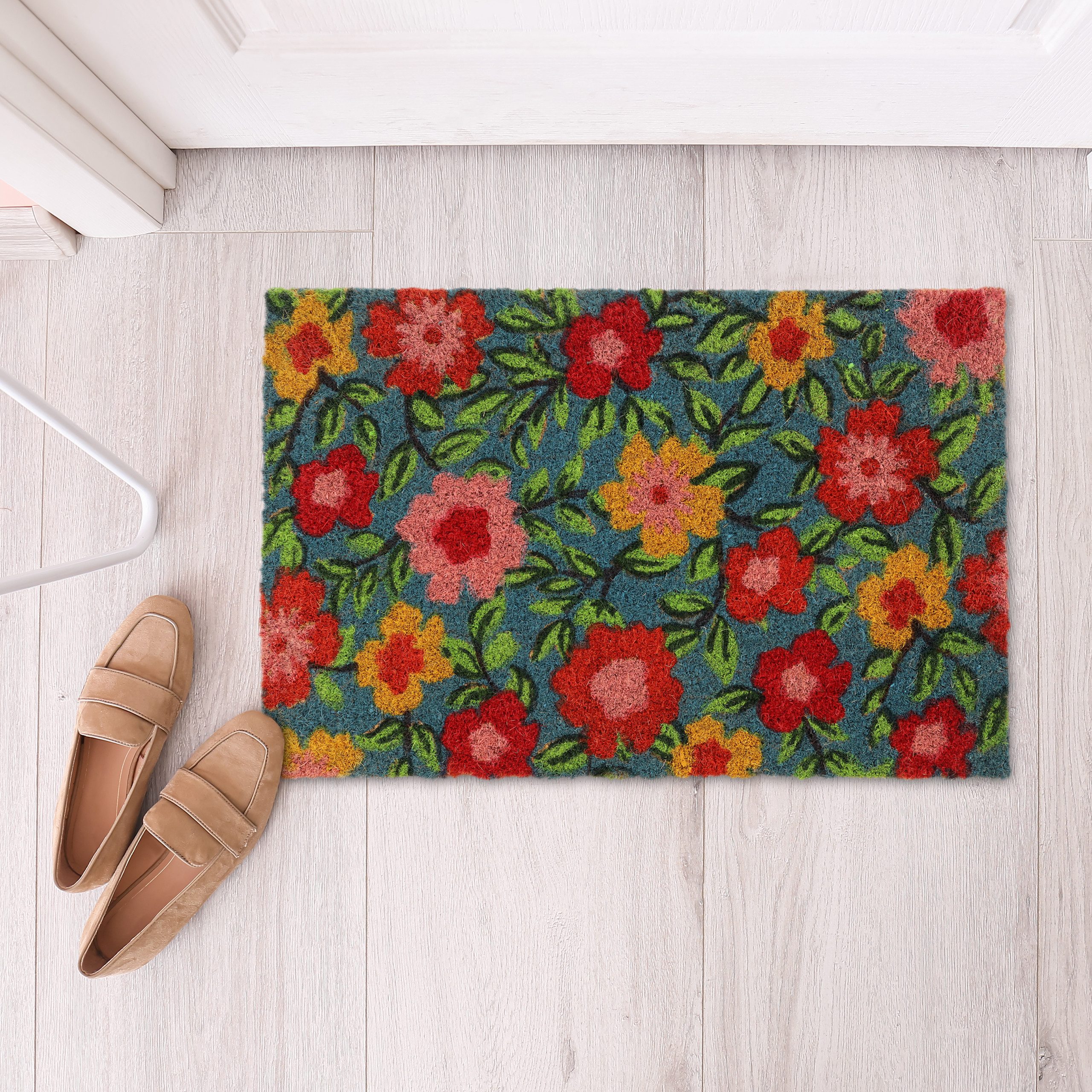 relaxdays Fußmatte Kokos Blüte, Höhe: 15 günstig online kaufen
