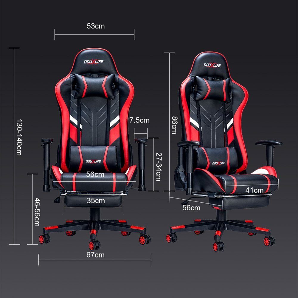 Gaming-Stuhl 4 Sessel Massagefunktion), (Ergonomischer Höhenverstellbar, Max150kg Gaming mit Massagemodi, Douxlife