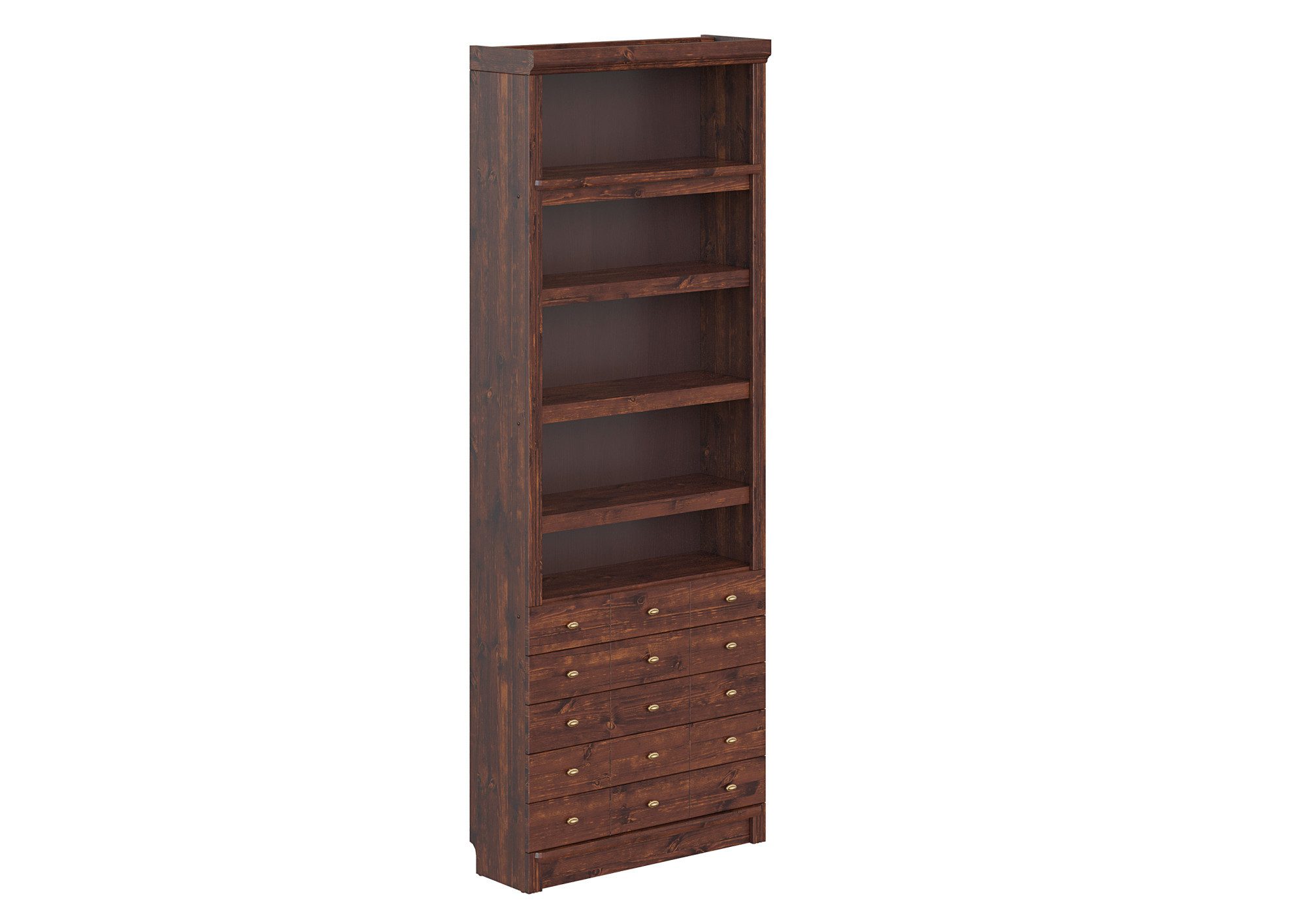 Home affaire Bücherregal Soeren Regal mit 5 breiten Schubkästen in geteilter Optik, T/H: 80/29/220 cm, Kiefer FSC®-zertifiziert, elegante Metallgriffe – Bild 5 von 5