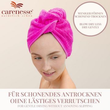 Carenesse Turban-Handtuch Haarturban aus saugstarker 100% Baumwolle pink, Knopf & Schlaufe, (1-St), Haarhandtuch Handtuch Haare Haar-Turban Haar Turban Hair Towel