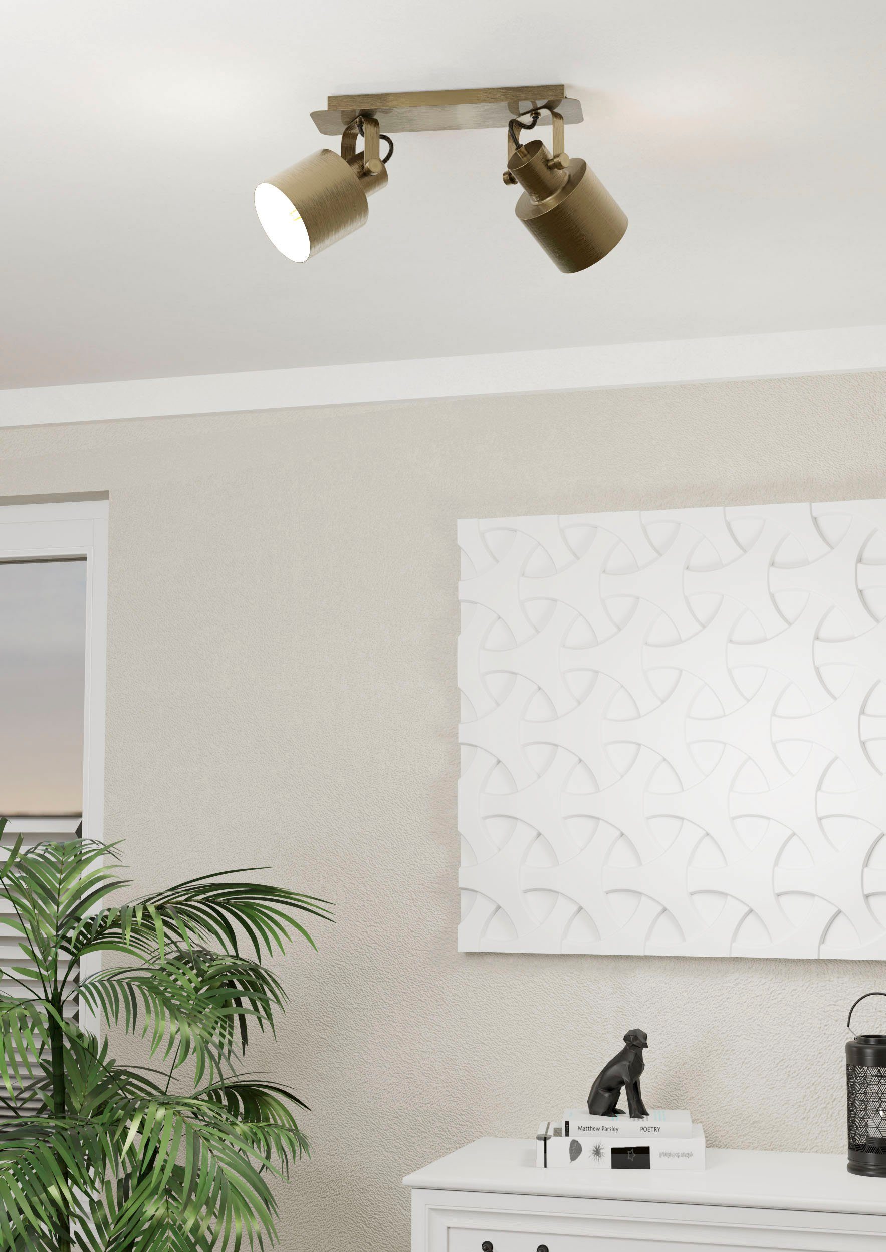 EGLO Deckenspot SOUTHERY, ohne Leuchtmittel, Deckenspot in gold und weiß aus Stahl - exkl. E27 - 40W