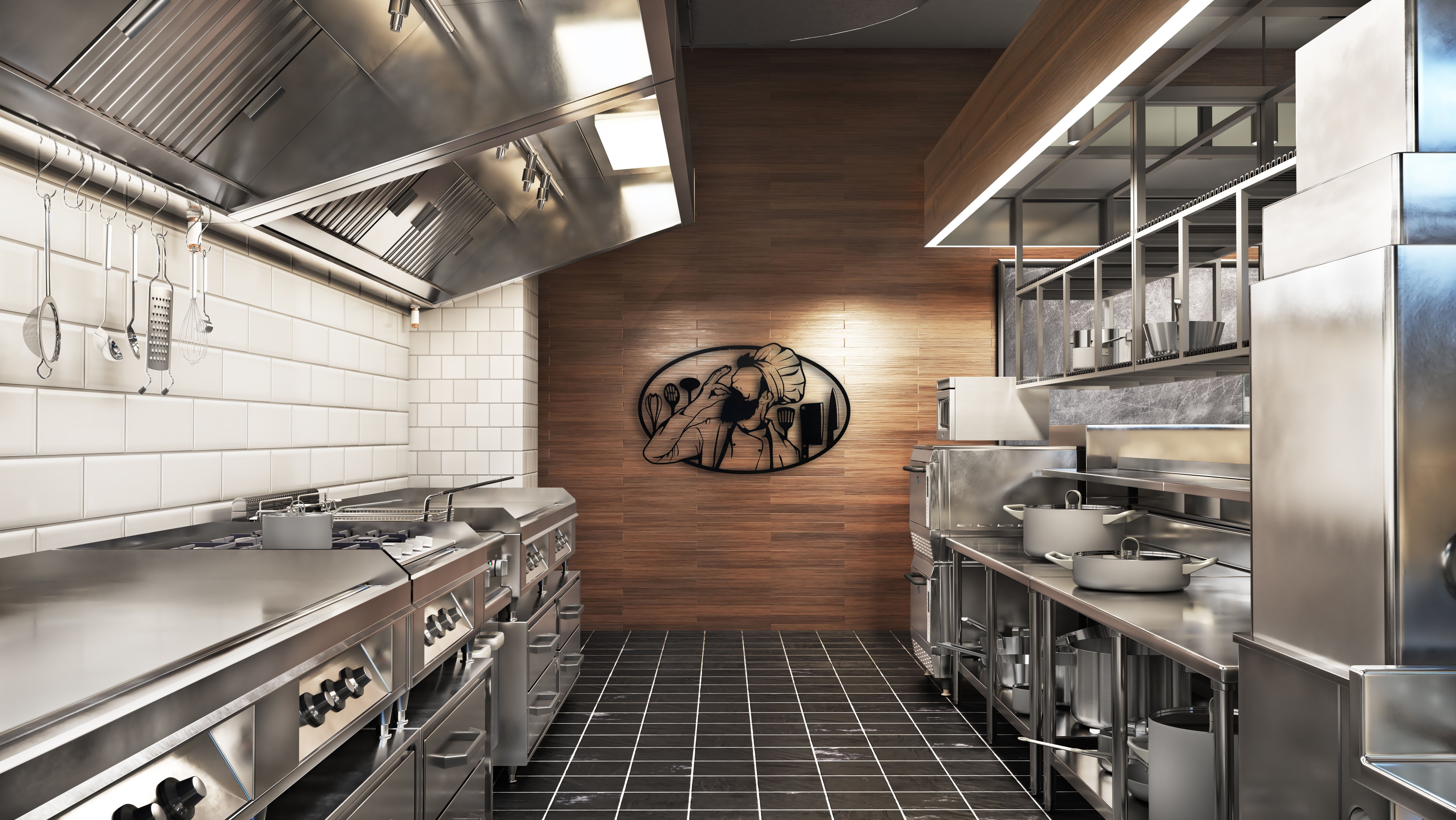 Küchen Wandtattoo schwarz Restaurant, Wanddeko Deko Koch WoodFriends aus Holz Holzschild Wandbild lackiert Wandbild