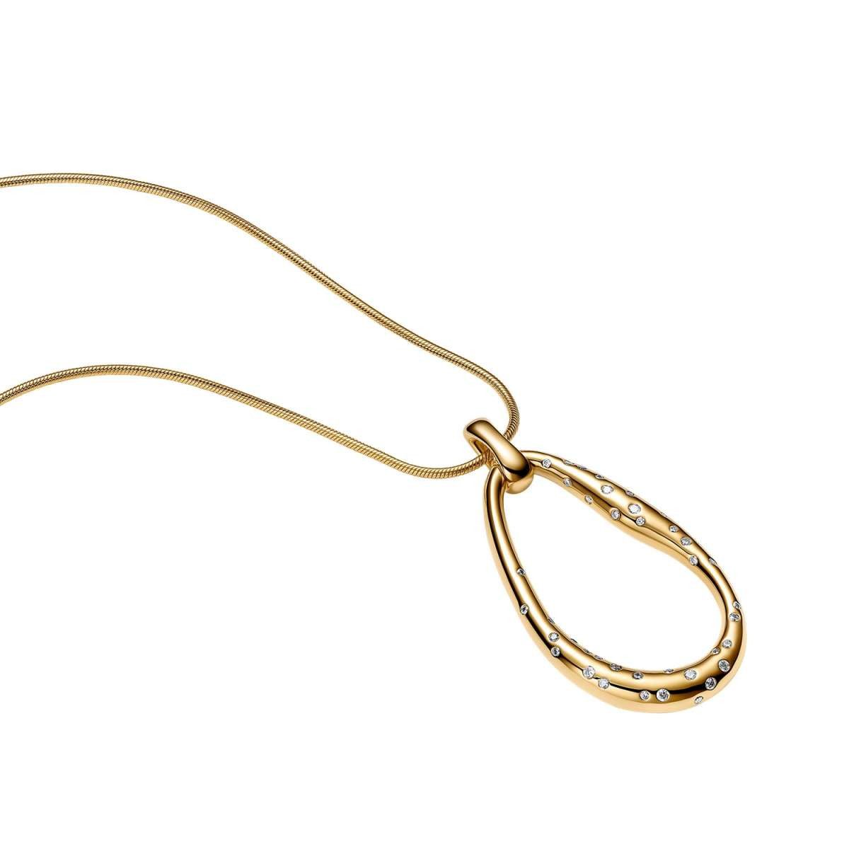 Pandora Schlangenkette 364667C01-90, Statement-Collier für Damen mit Steinen Besetzt