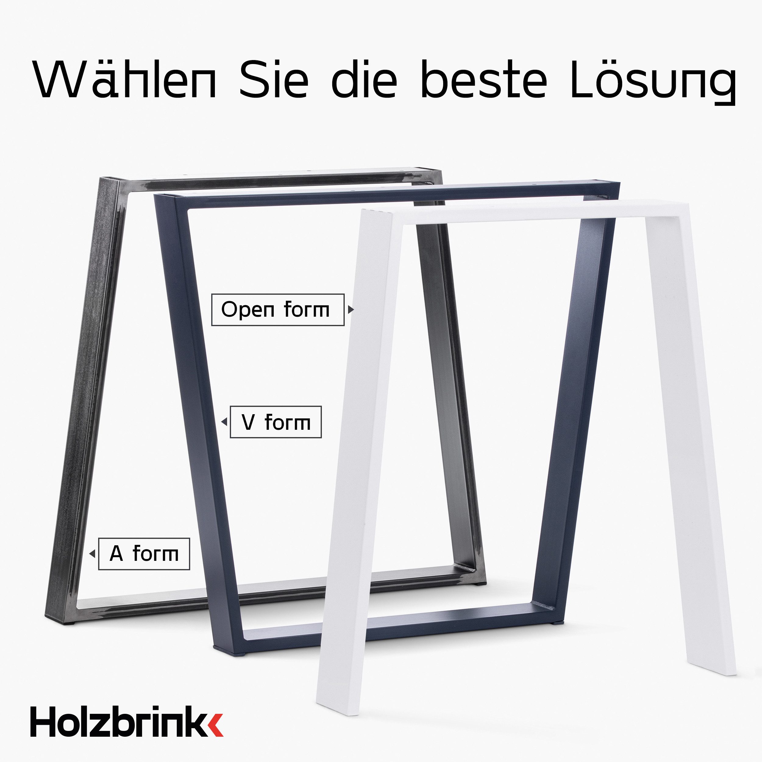 HOLZBRINK Tischbein Tischgestell Möbelfüße Tischuntergestell inkl. Bodenschoner HLT-20, Tischkufen Industriestahl pulverbeschichtet