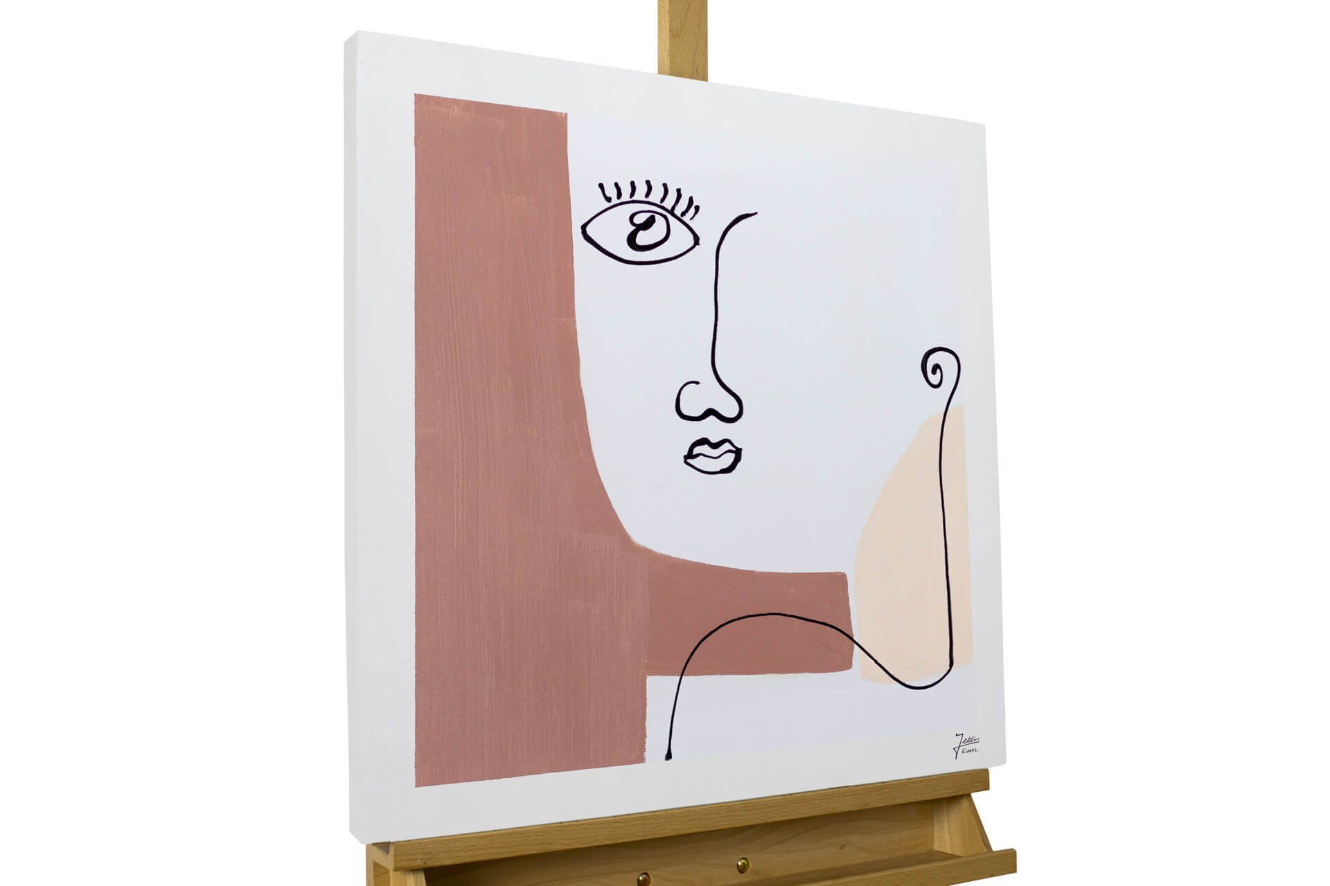 KUNSTLOFT Gemälde Self-reflection 60x60 cm, Leinwandbild 100% HANDGEMALT Wandbild Wohnzimmer