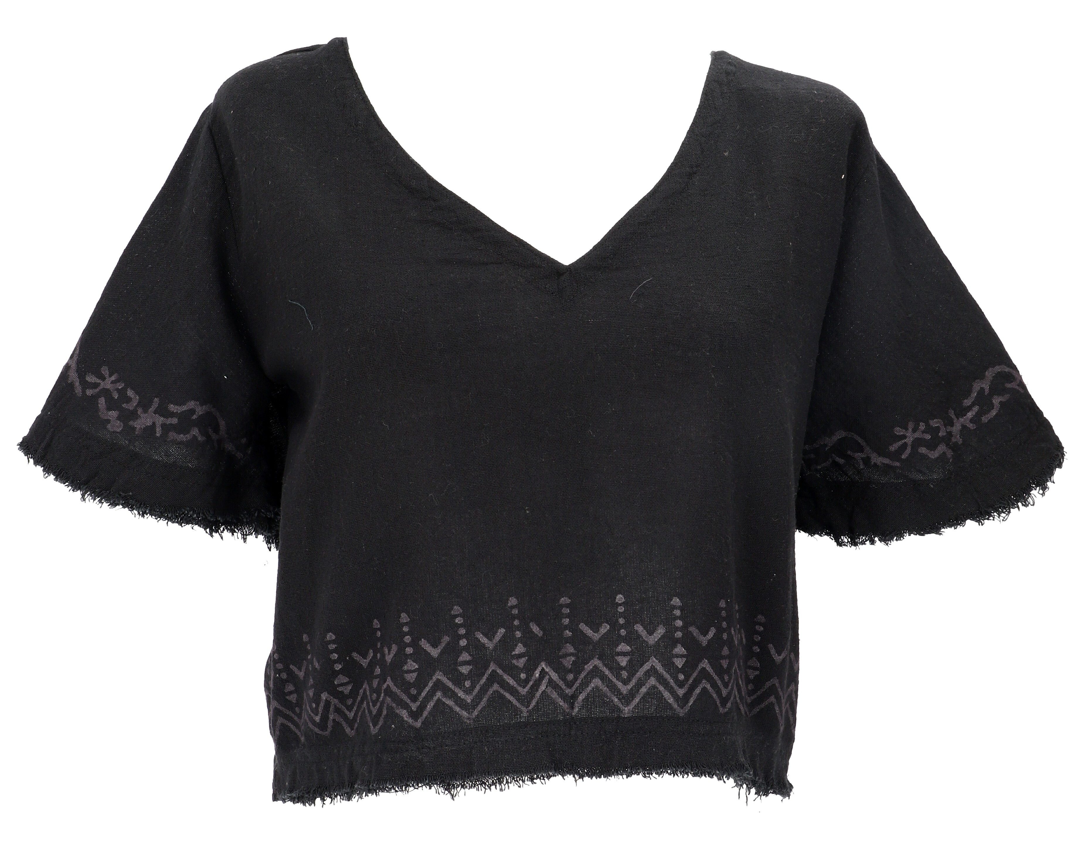 T-Shirt Weites Top mit handgefertigtem Druck,..