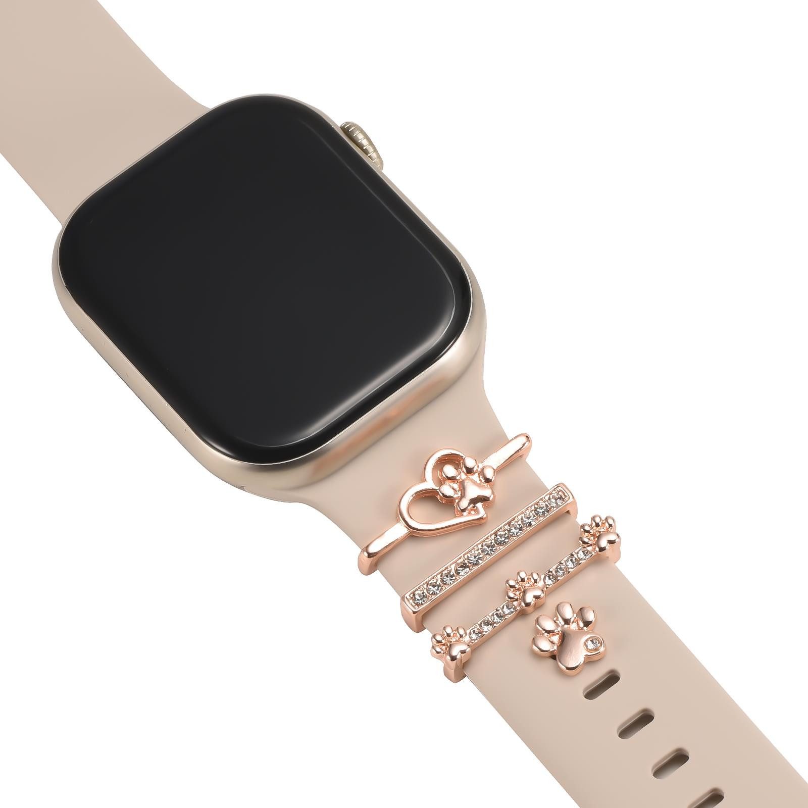 CoolGadget Smartwatch-Armband Schmuck Ringe Charms Uhren Deko Motiv Clips 21mm, Zubehör passend für alle Apple Watch und Samsung Galaxy Watch Modelle