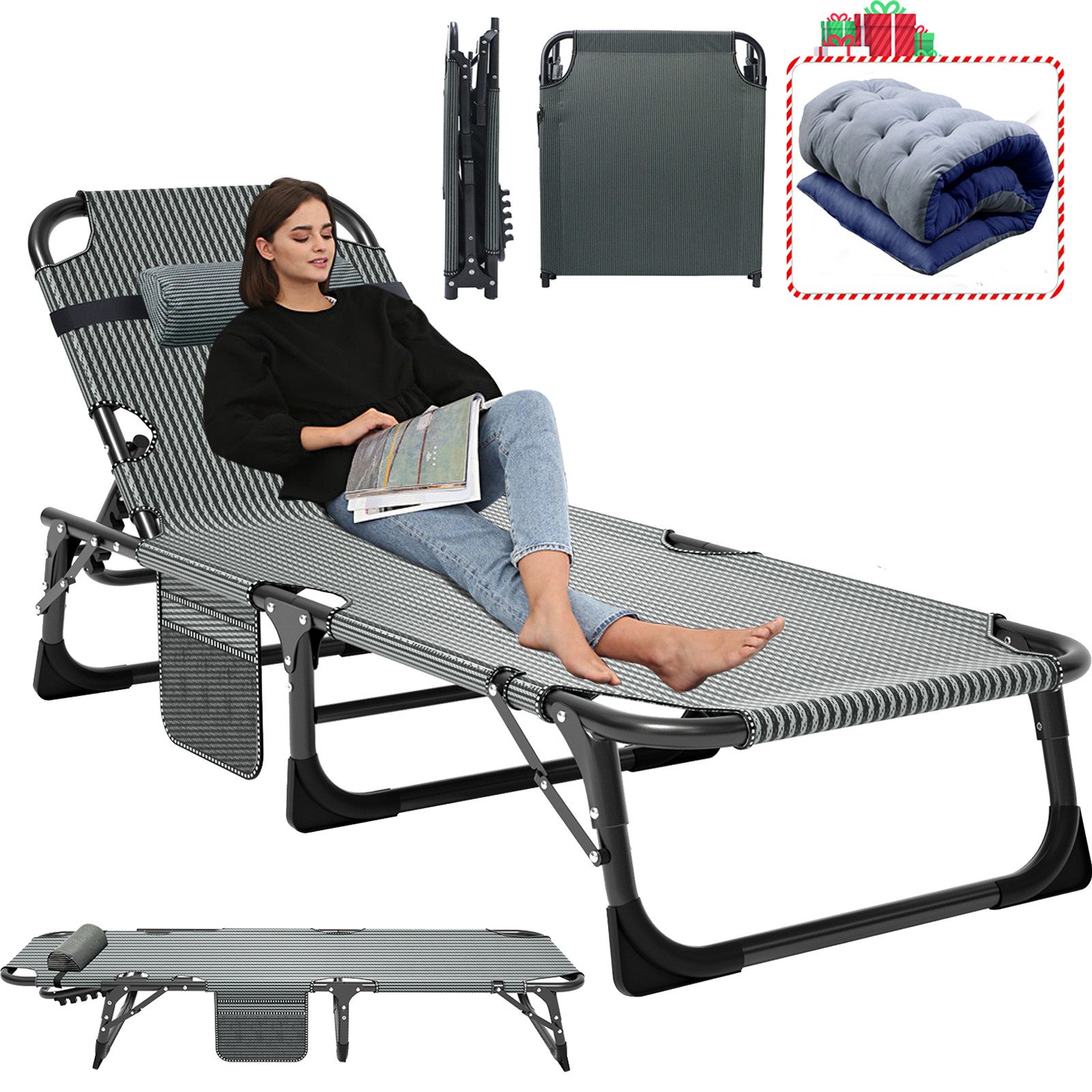 Meulbaty Klappbett Gästebett, Sonnenliege, Campingbett, 220KG lastlager Gar günstig online kaufen