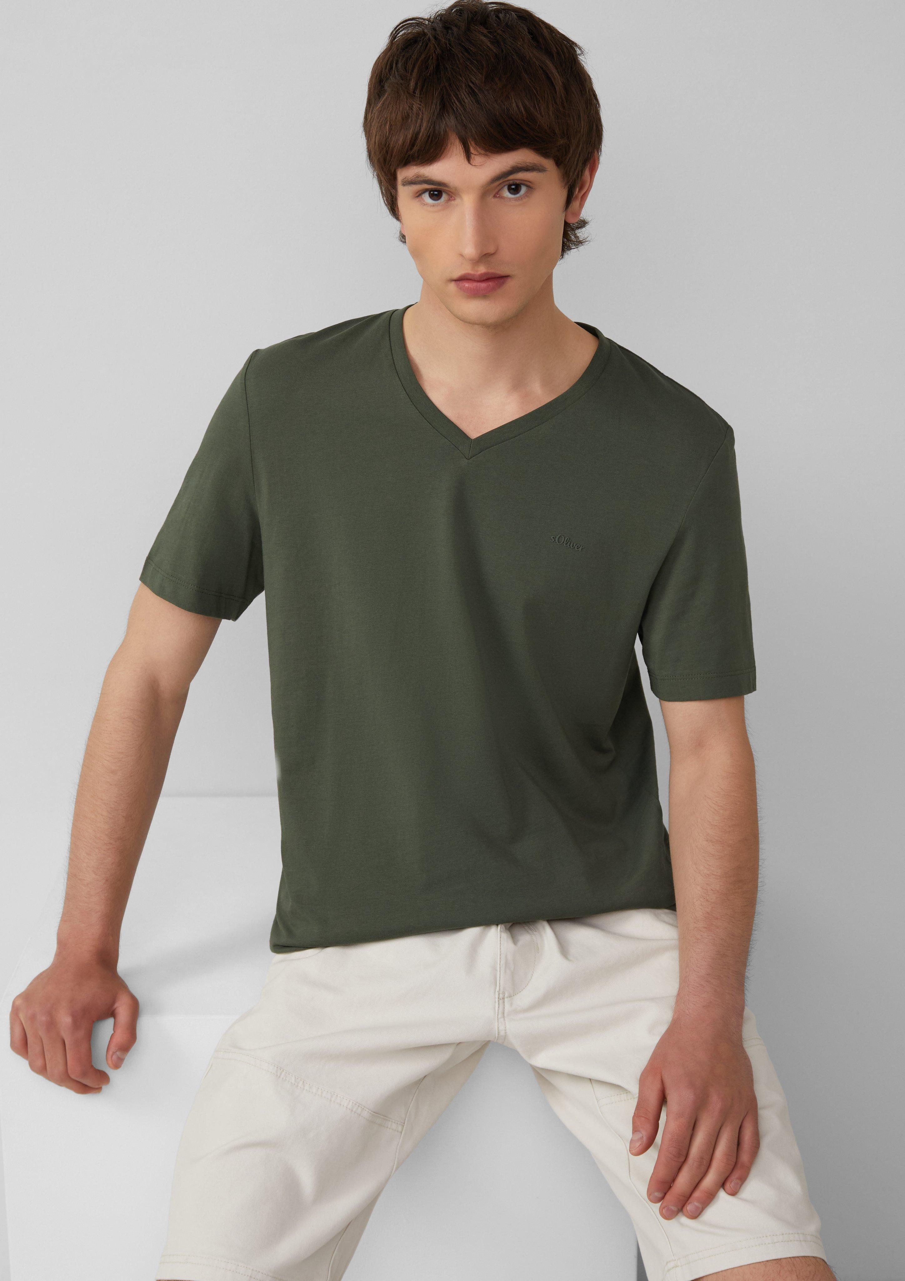 s.Oliver Kurzarmshirt Jersey-T-Shirt mit V-Ausschnitt und günstig online kaufen