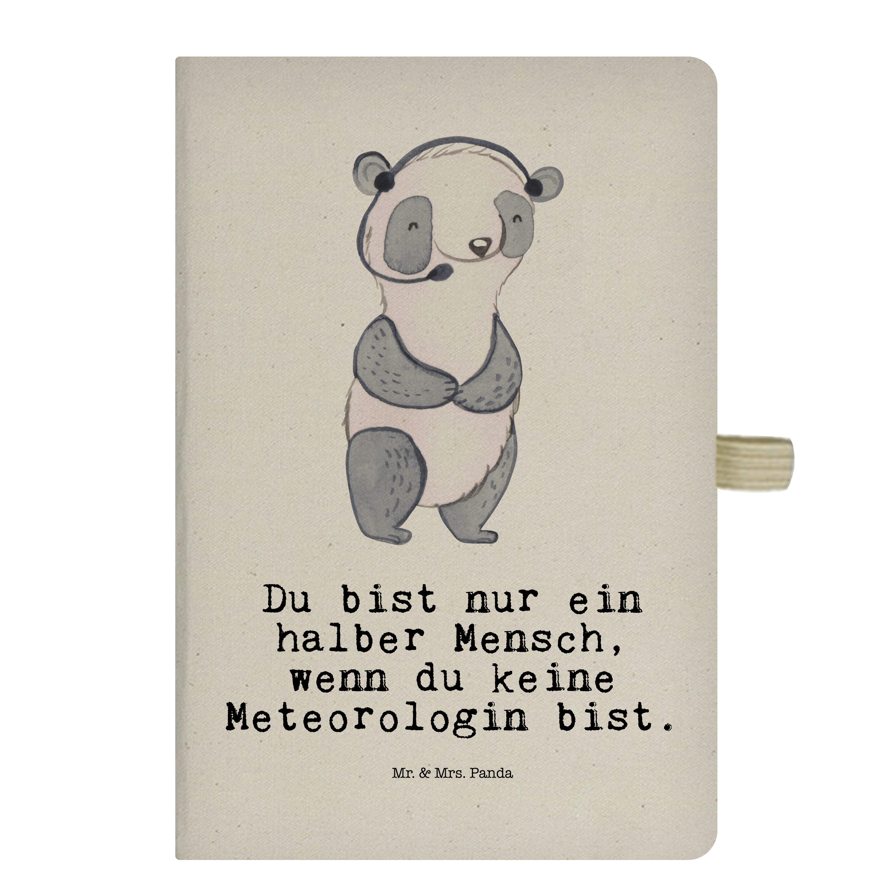 Mr. & Mrs. Panda Notizbuch Meteorologin mit Herz - Transparent - Geschenk, Schreibbuch, Journal, Mr. & Mrs. Panda
