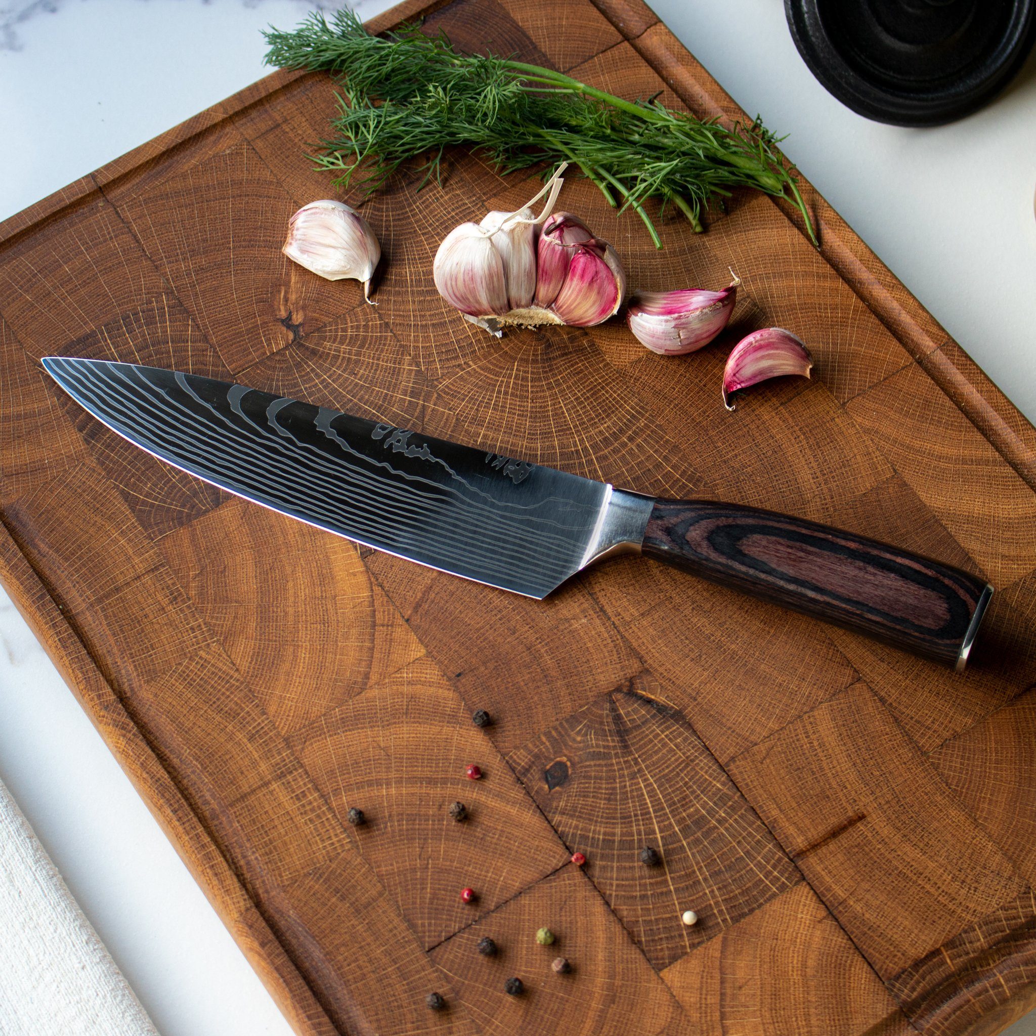Holzgriff, Damastmesser Messer cm Detail Shinrai Japanisches Handgefertigt bis Japan ins 20 Kochmesser -
