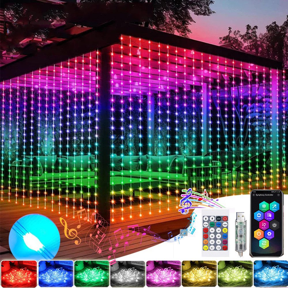 Lapamax LED-Lichtervorhang Farbwechsel Lichterkette Vorhang IP68 günstig online kaufen