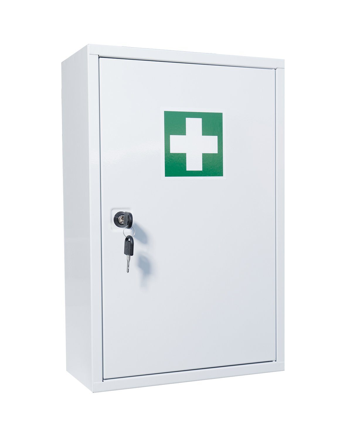 Steelboxx Medizinschrank Verbandschrank Modell B, ohne Füllung, 460 x 300 x 140 mm, weiß (1-St) Erste Hilfe Metall Verbandschrank, 2 Ablagefächer, leer