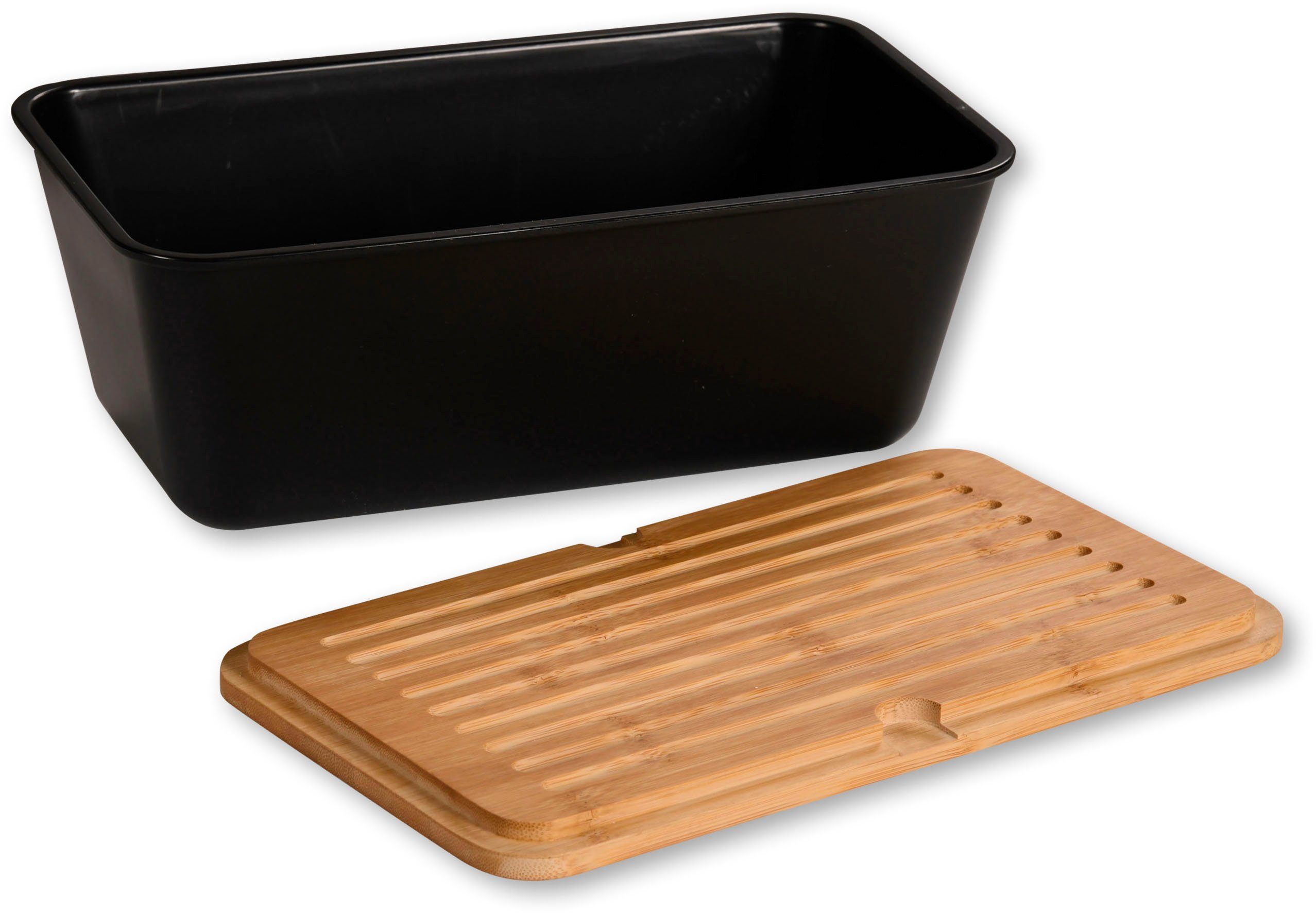 home & KESPER Brotkasten Deckel kitchen Brotbox mit for Kunststoff, Bambusdeckel, (2-tlg), mit Bambus, abnehmbaren mit Schneidefläche