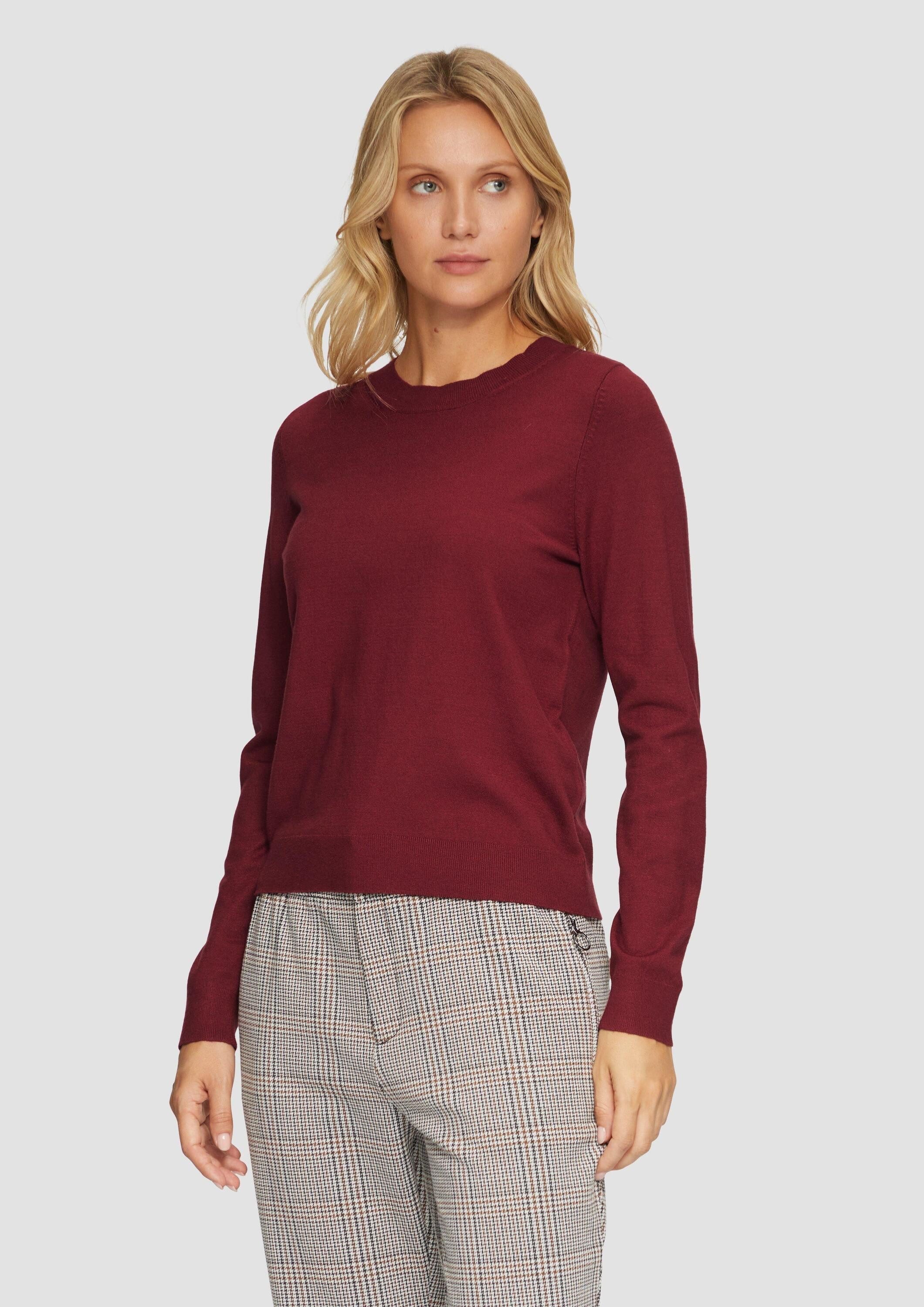 s.Oliver Longpullover Strickpullover Weicher Pullover mit Rundhalsausschnitt aus Viskosemix