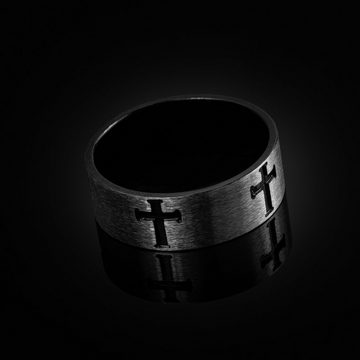 meditoys Fingerring Ring aus Edelstahl für Herren · Edelstahl/schwarz · Breite: 7,0 mm