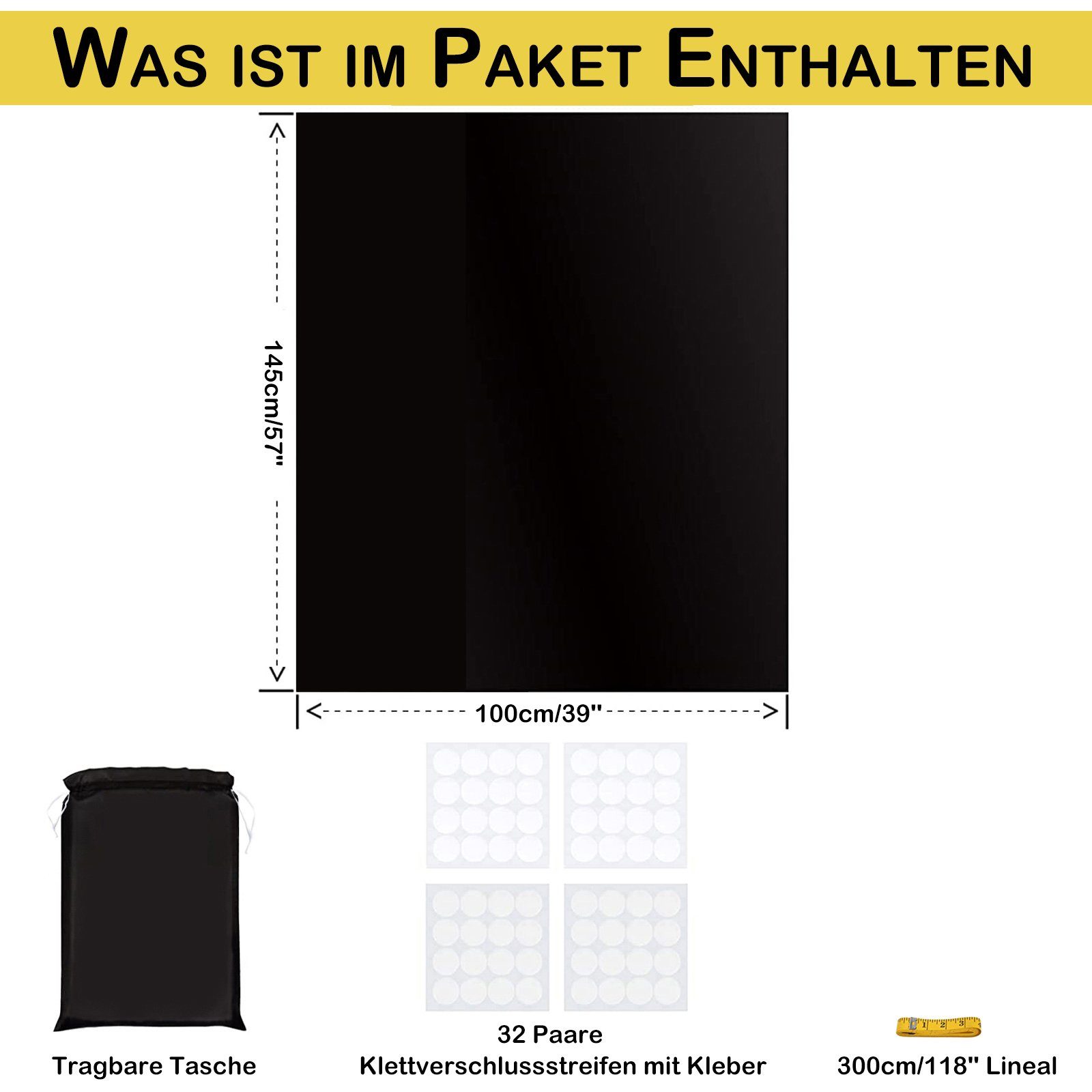 BTTO, Rollos,Klettverschluss Hitzeschutz Vorhänge,Ohne Verdunklungsrollo Bohren,UV Thermo-Rollo,Dachfenster Blickdicht Vorhänge, Scheibengardine 145x100/145x300cm,