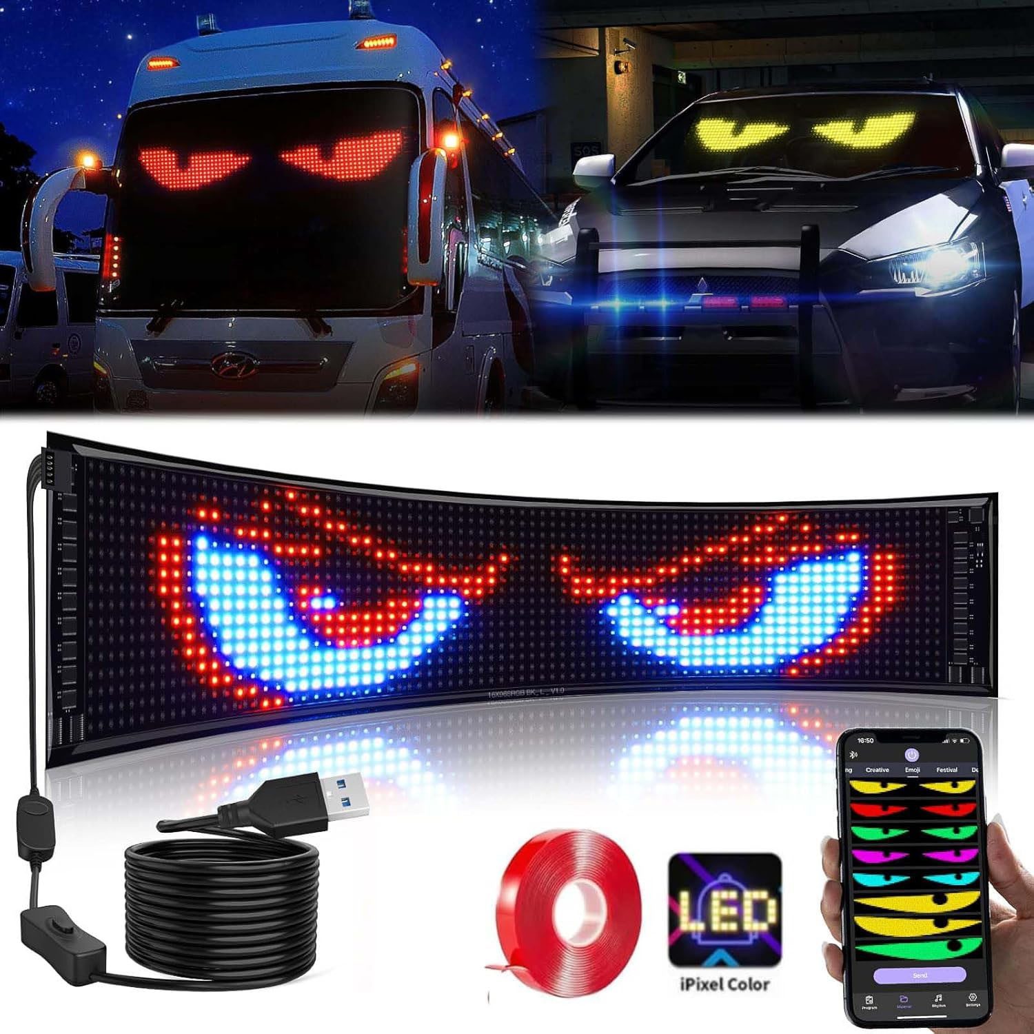 Hinweisschild 2 Stück LED Laufschrift Programmierbar, Flexibles LED Schild