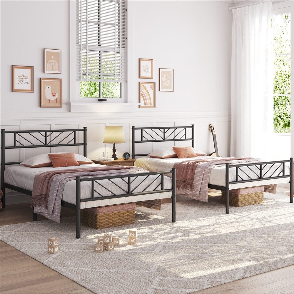 Yaheetech Metallbett Bettgestell 90x190/90x200/140x200cm, Minimalistischer Bettrahmen mit Kopfteil Gästebett mit Lattenrost