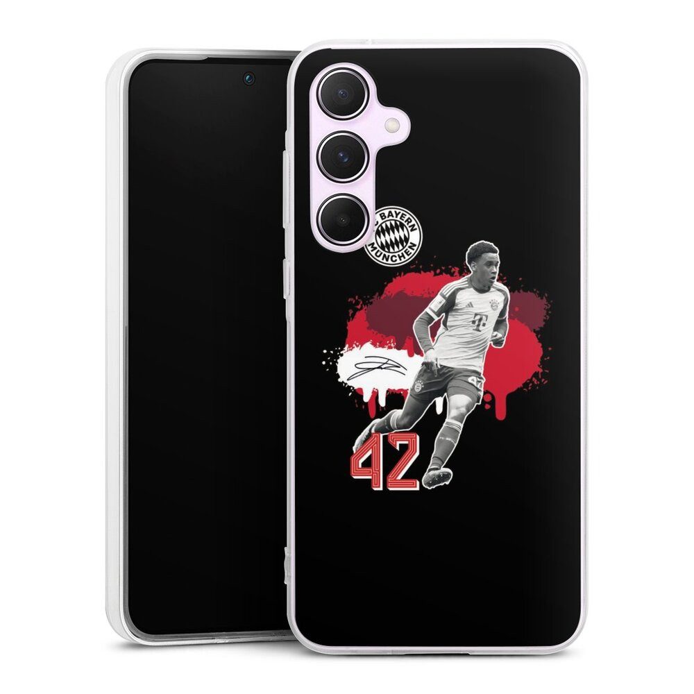 DeinDesign Handyhülle FC Bayern München Jamal Musiala Offizielles Lizenzprodukt, Samsung Galaxy A55 5G Silikon Hülle Bumper Case Handy Schutzhülle