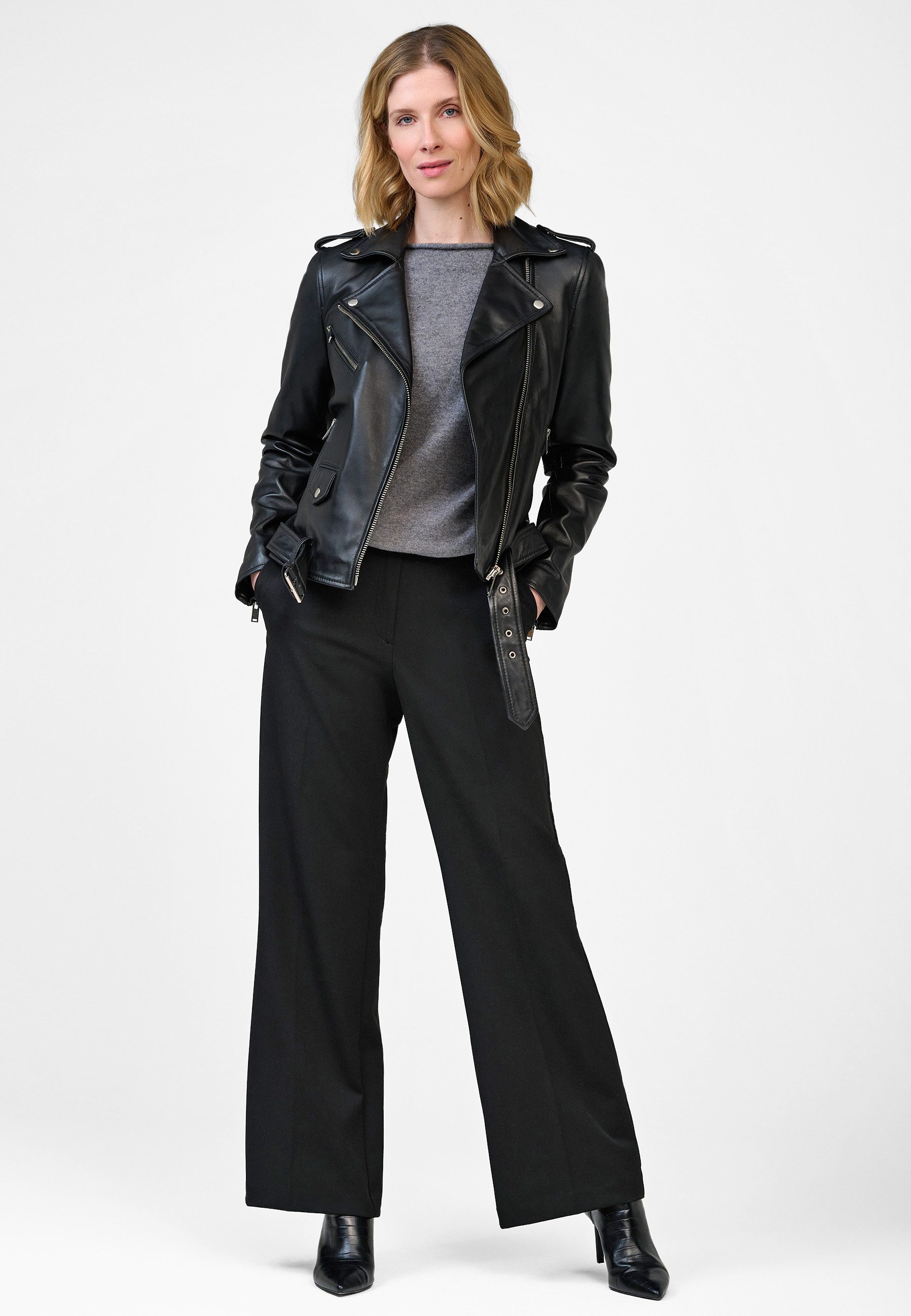 RICANO Lederjacke Yara Lederjacke im Biker-Stil und mit Schulterklappen günstig online kaufen