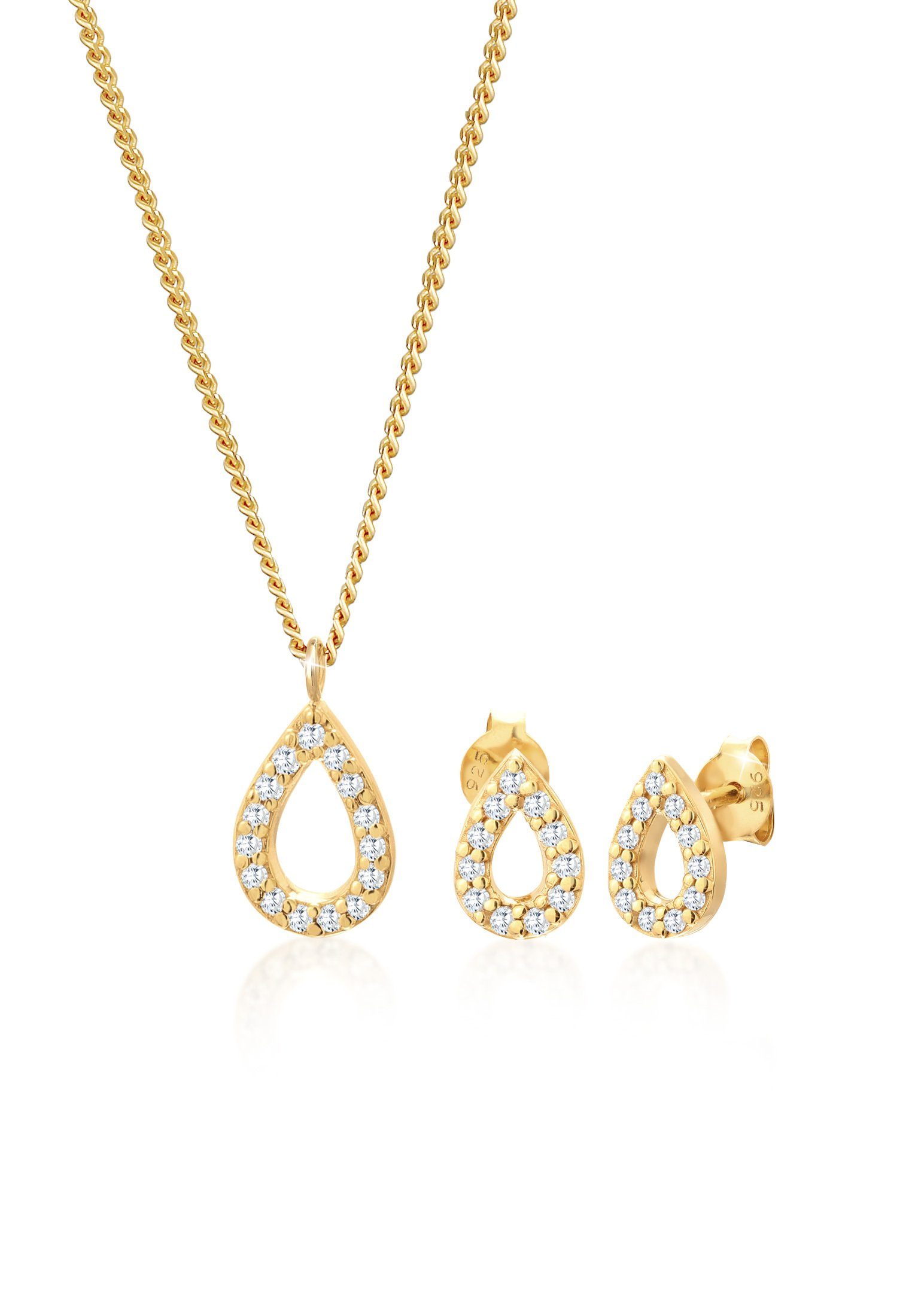 Schmuckset Tropfen Zirkonia Elegant 925 Silber