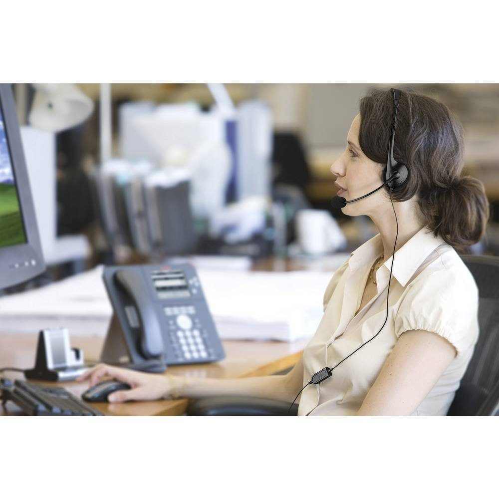 Renkforce 2.5 mm Klinke-Headset mit Spezialbelegung RF-4628709 Kopfhörer (Lautstärkeregelung, Mikrofon-Stummschaltung)