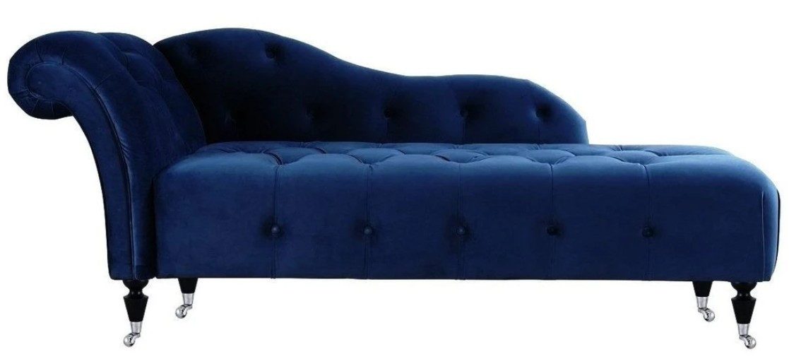 JVmoebel Chaiselongue Elegante Blaue Chesterfield Chaiselounge aus Samt, Made in Europa