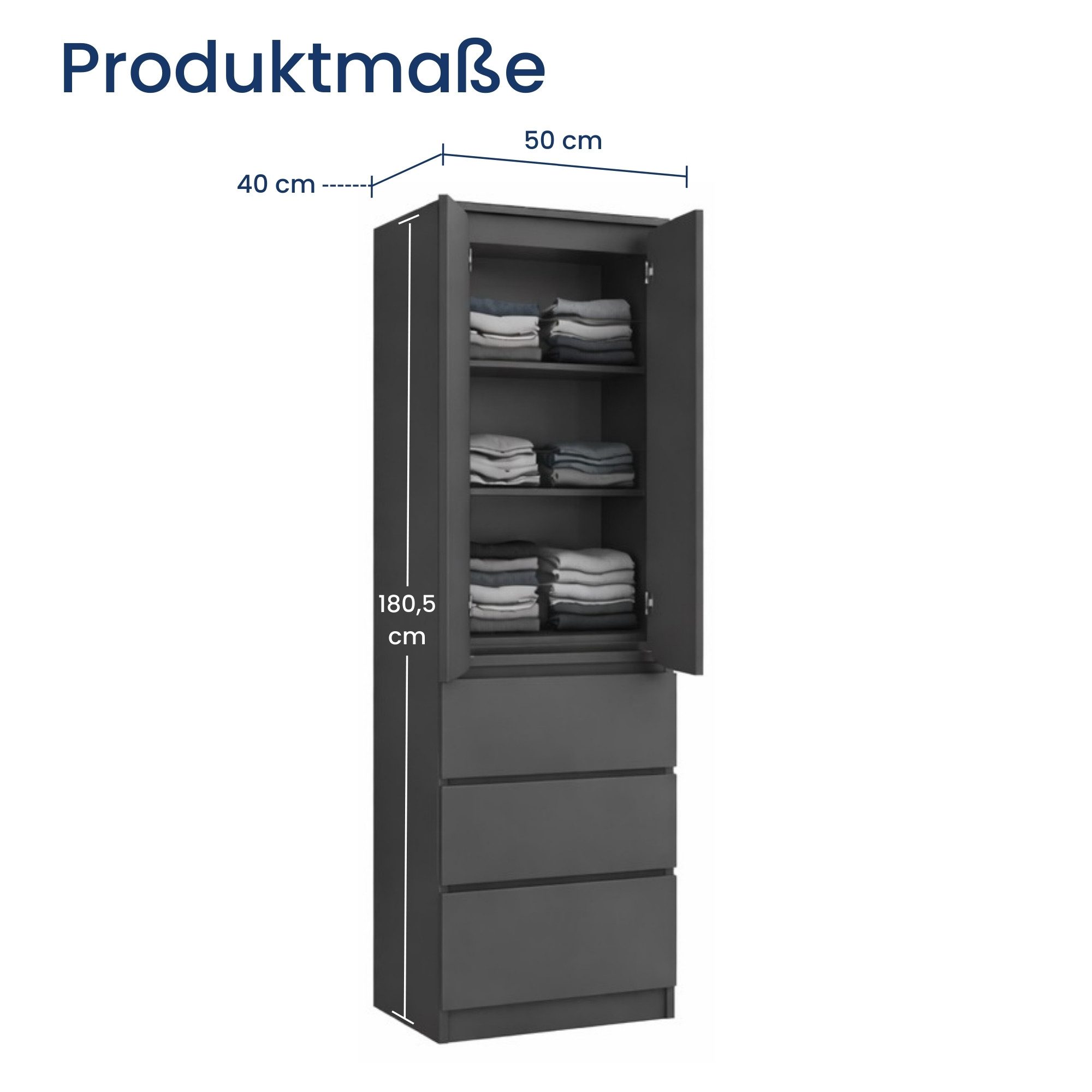 Home Collective Kleiderschrank Garderobenschrank Mehrzweckschrank Schrank platzsparend & vielseitig (50x40x180,5 cm (BxTxH), ideal für Schlafzimmer Flur & Arbei – Bild 2 von 5