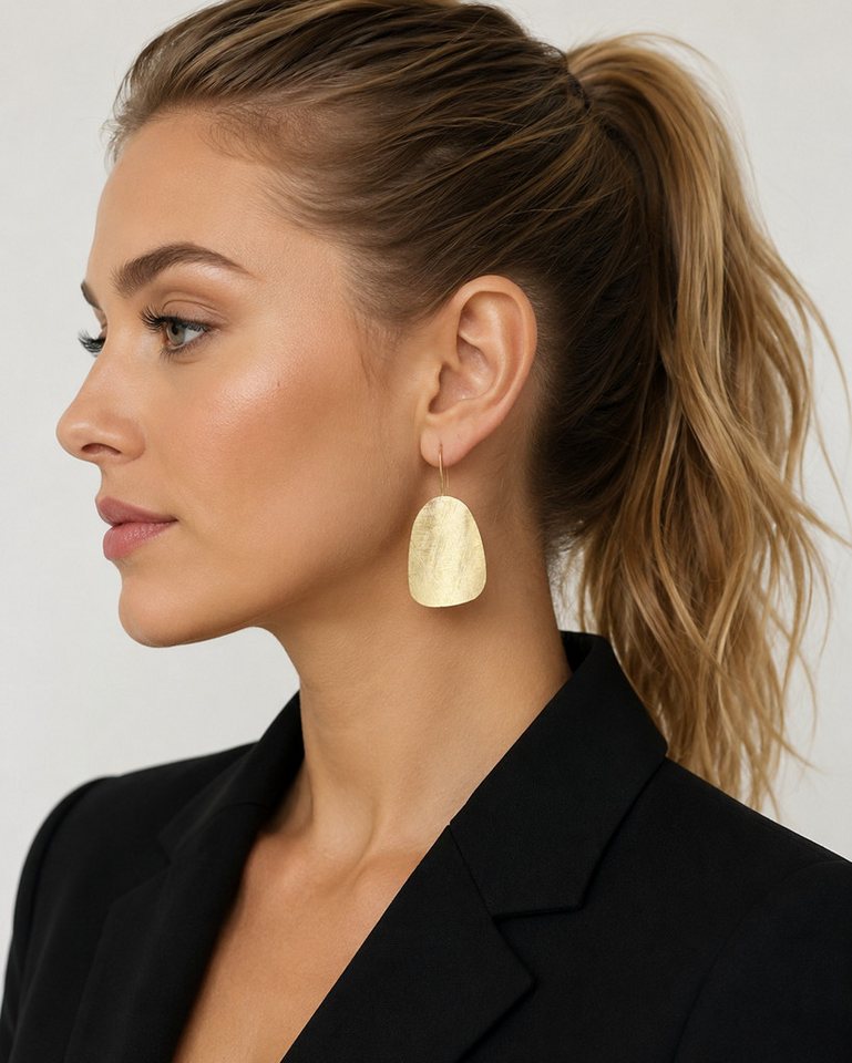 Ella Jonte Paar Ohrhänger, moderne goldfarbene Ohrringe mit eleganter Struktur