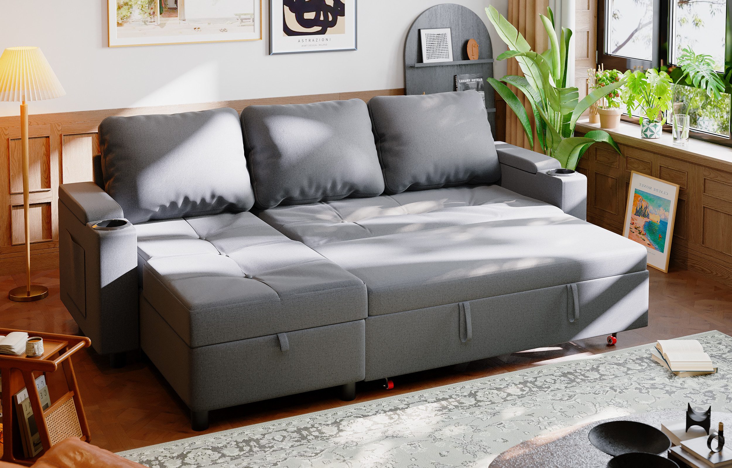 GUNJI Ecksofa L-förmiges Sofa mit Gästebettfunktion günstig online kaufen