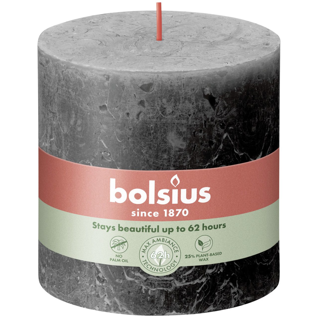 Bolsius Stumpenkerze Bolsius Rustik Stumpenkerze stürmisches grau