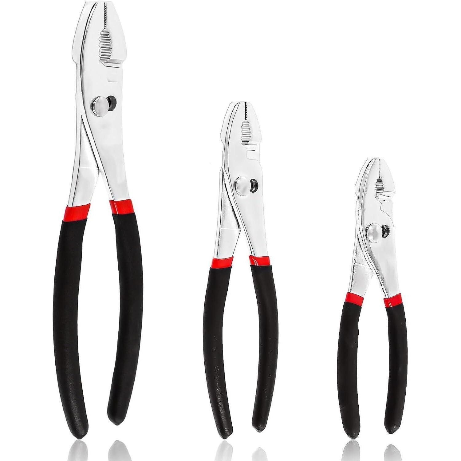 LuxusKollektion Zangenset Zangen-Set 6/8/10 Zoll Schlupfgelenk Stahl schwarz Gummigriffe