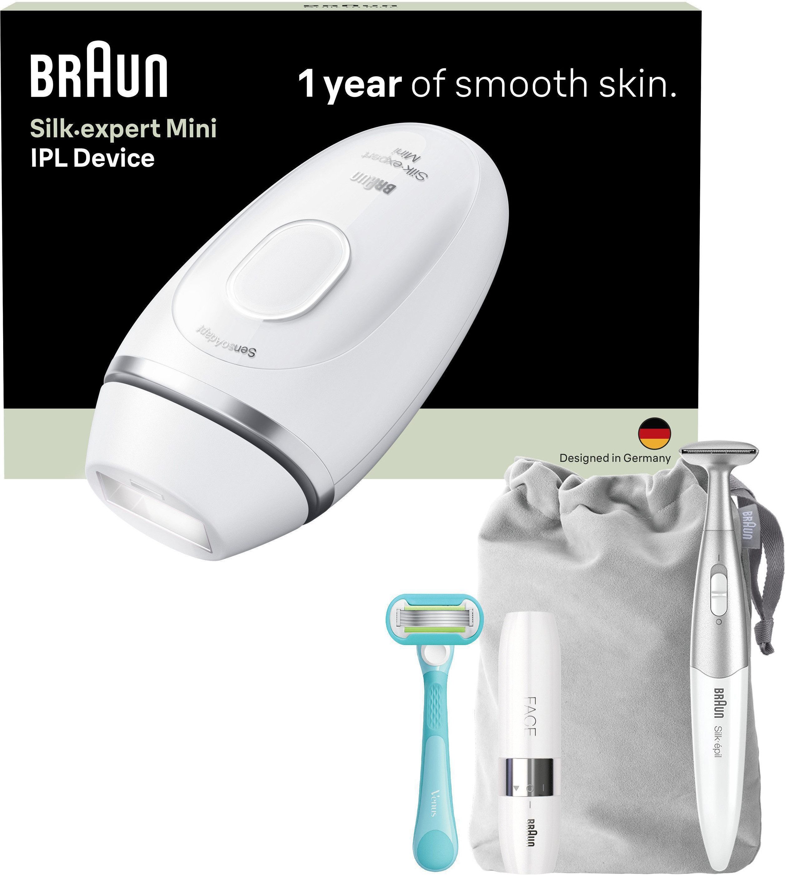 Braun IPL-Haarentferner Silk-expert PL1115 (Modell 2026) PL1000 (Modell 2025), Mini-Haarentfernungsgerät, kompakte Größe für unterwegs