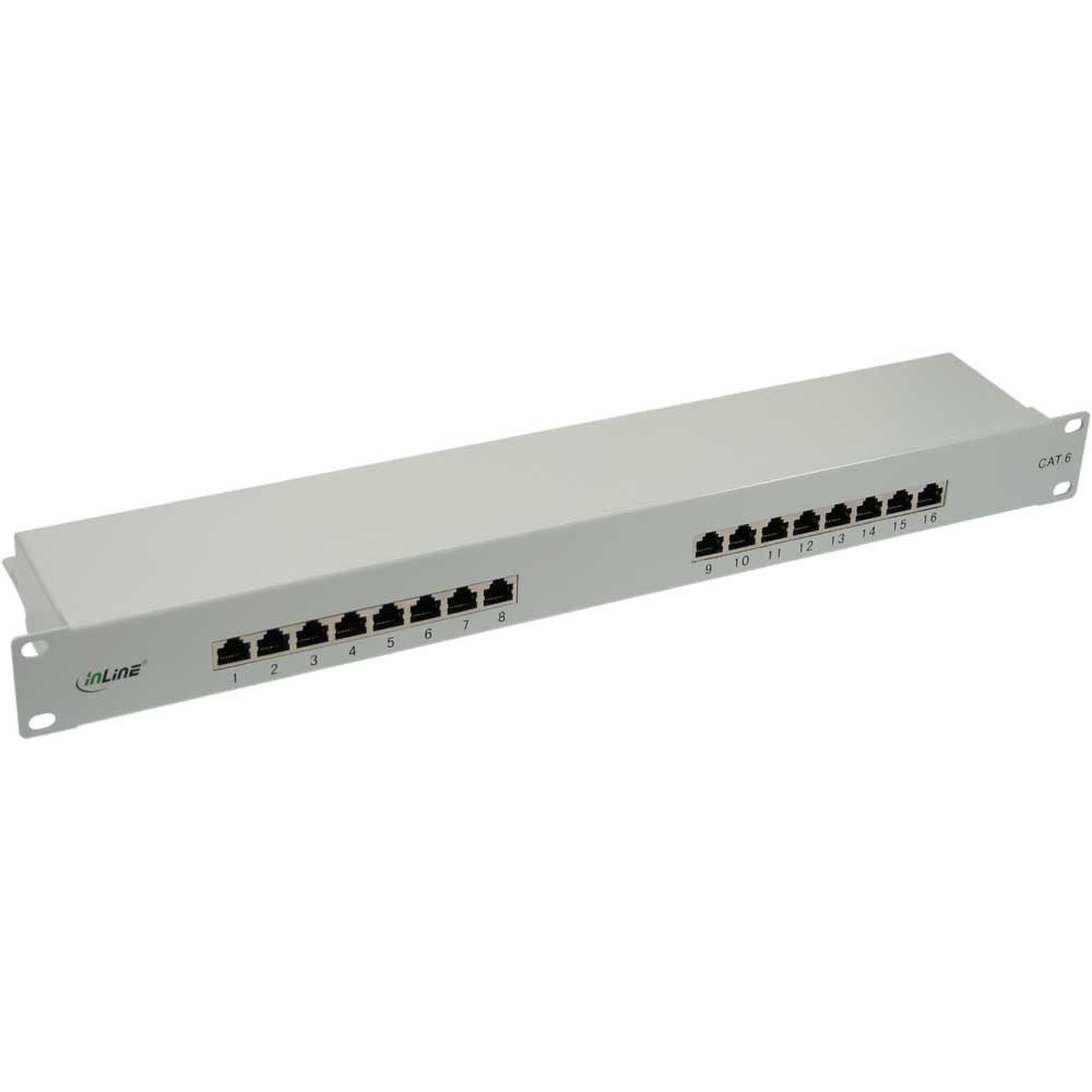 Patchfeld Cat.6, 16-fach, 48,26cm (19), 1HE, lichtgrau, RAL7035 Netzwerk-Patch-Panel