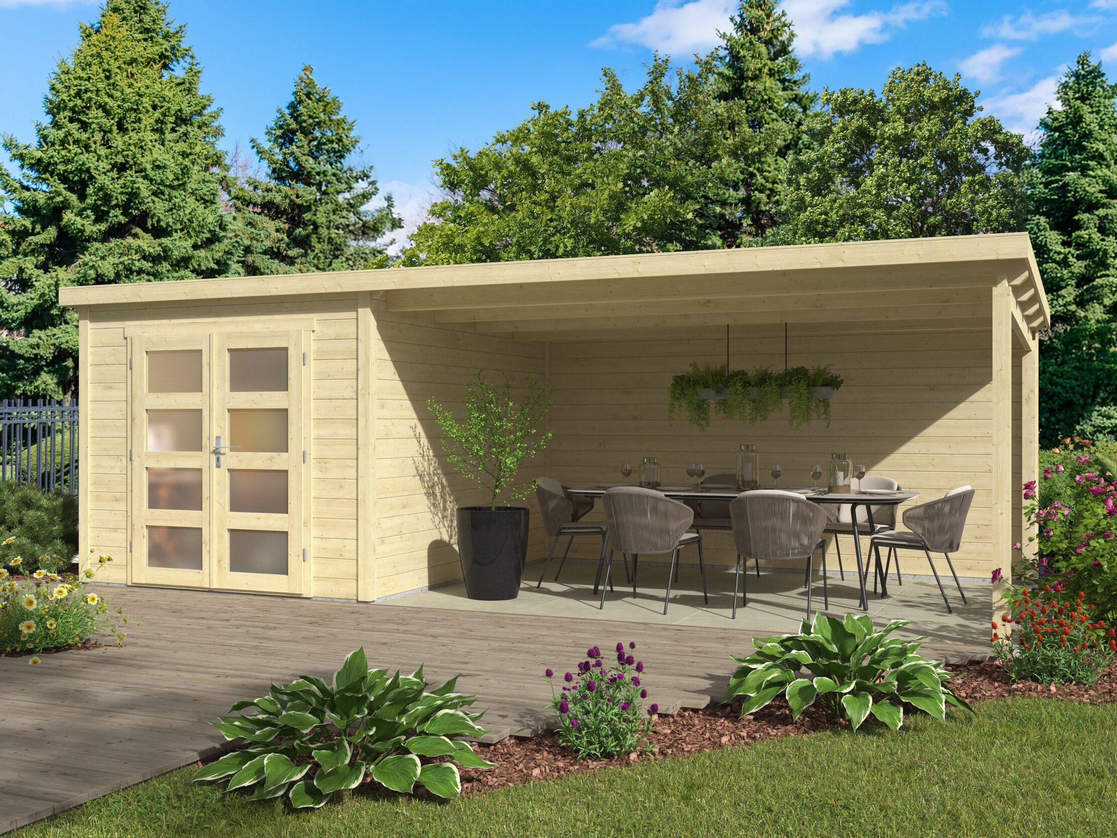 Fjordholz Gartenhaus Ella 28-A mit Anbau