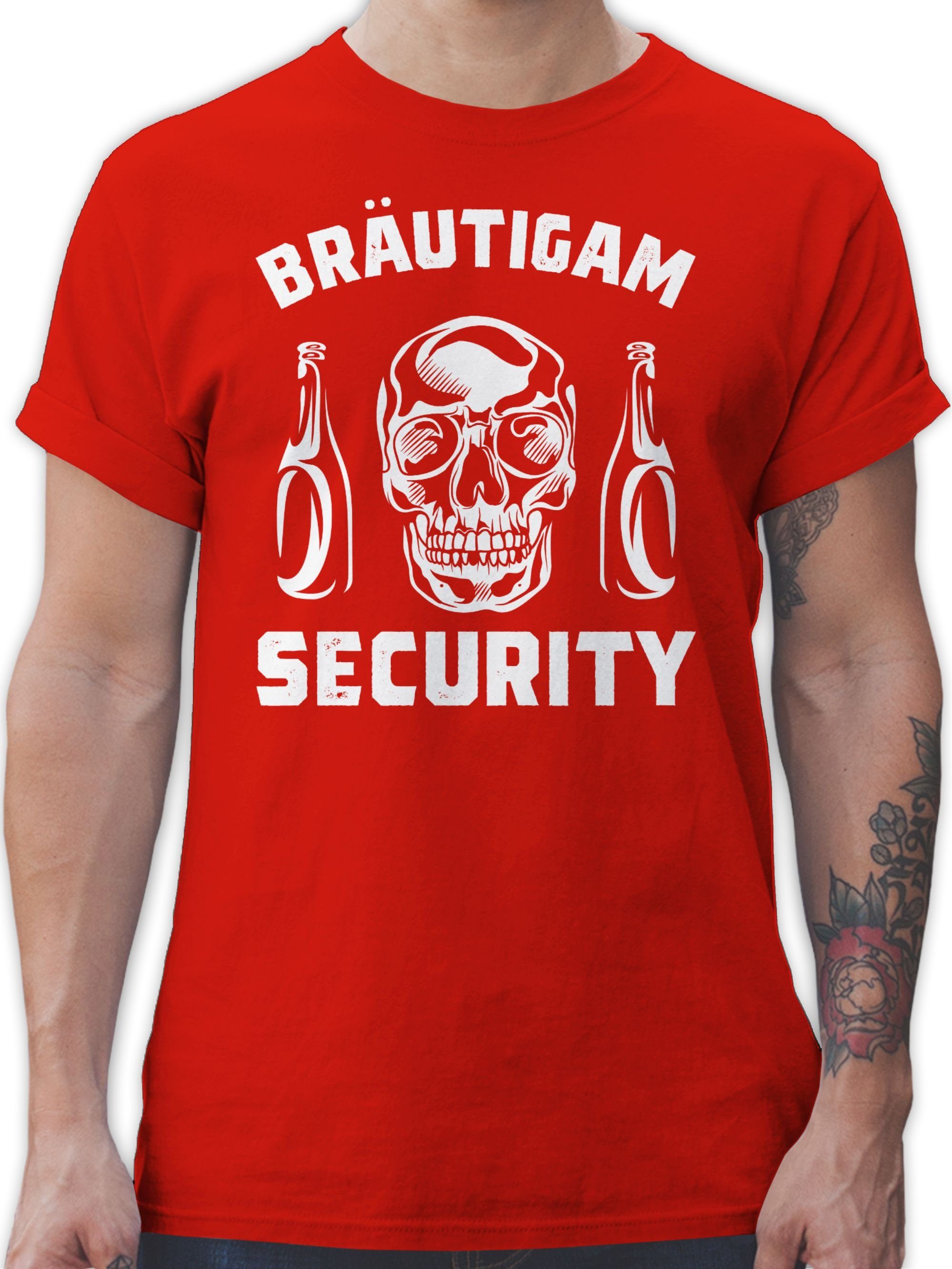 Shirtracer T-Shirt Bräutigam Security Totenkopf JGA Männer 2 Rot