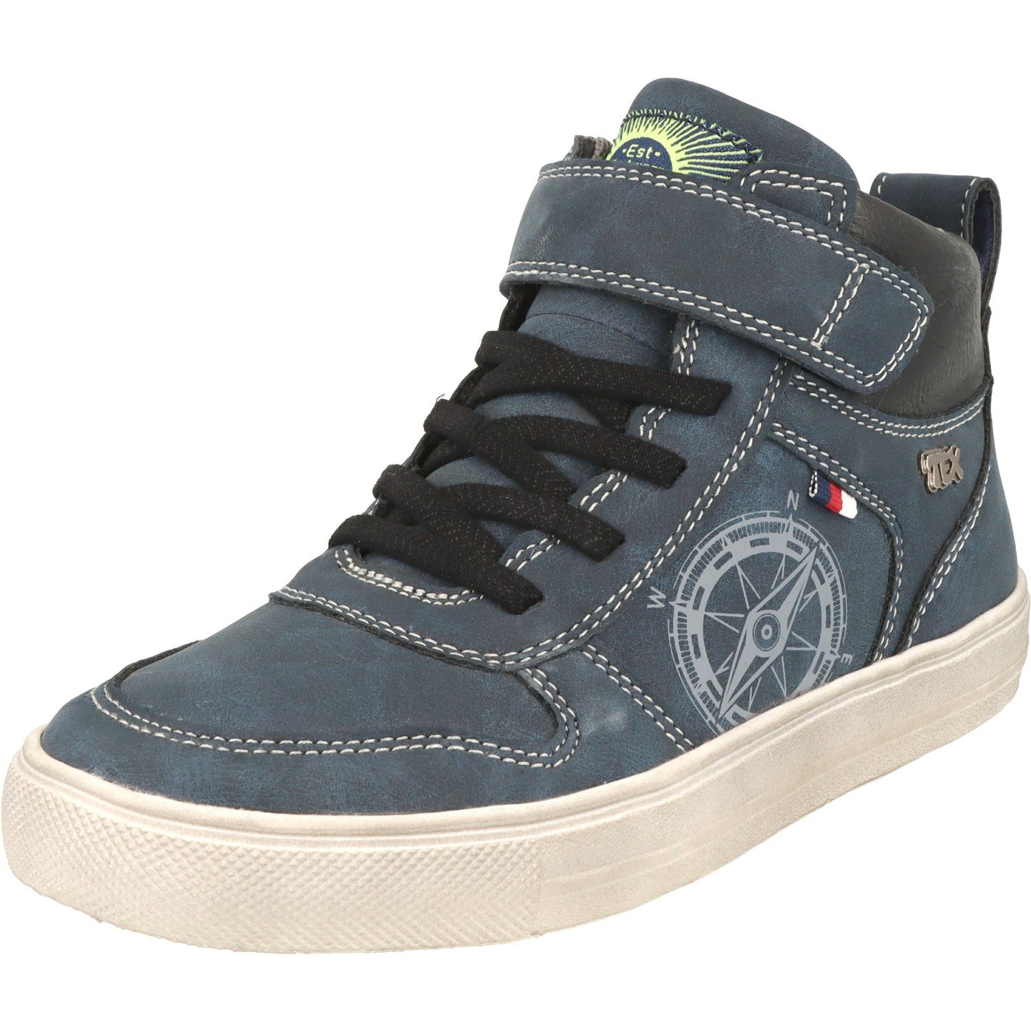 Indigo Jungen Schuhe 451-074 Schnürschuhe Hi-Top Sneaker Wasserabweisend Navy | Sneaker high