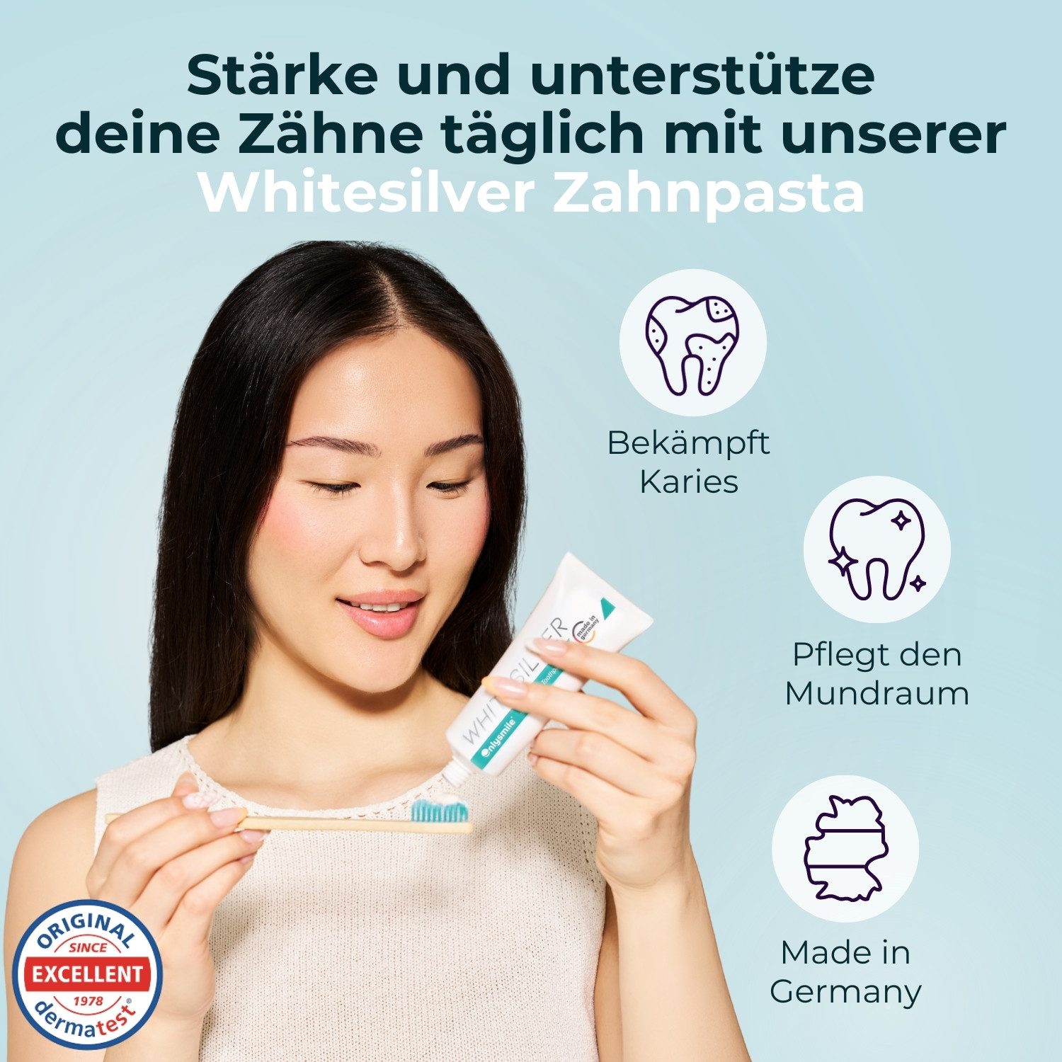OnlySmile Zahnpasta mit Silber - Optimale tägliche Zahnreinigung für Kariesschutz, (4-St)