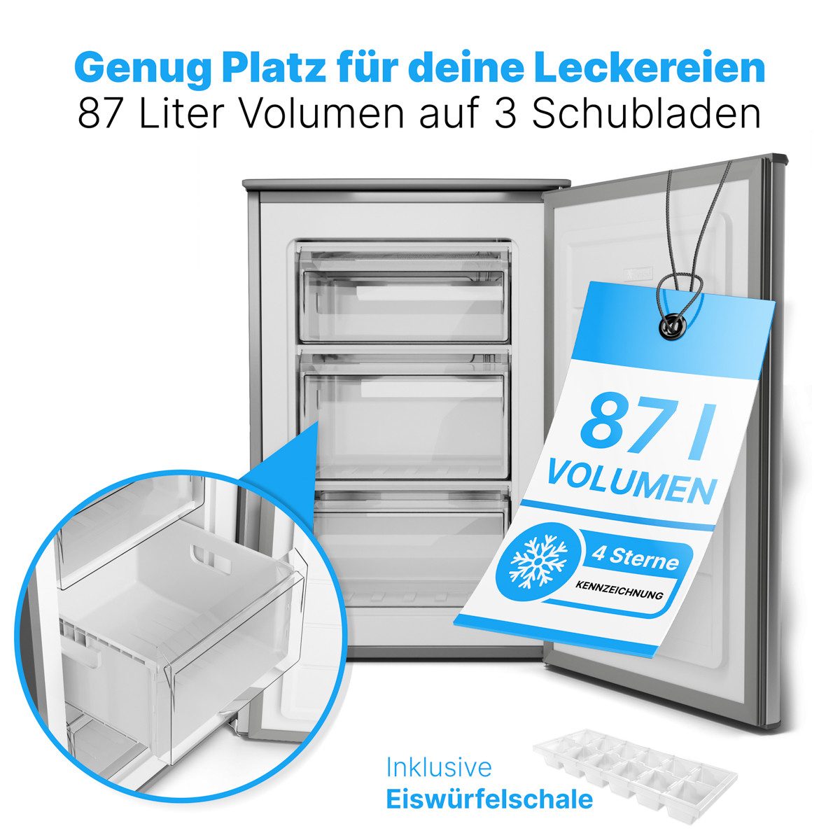 BOMANN Gefrierschrank GS 7253, 85 cm hoch, 55 cm breit, Gefrierschrank 87L, Gefrierschrank klein ≤ -18°C