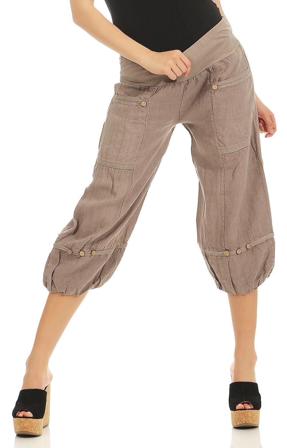 3/4 fashion malito fango Leinenhose 1575 than more Damen Caprihose