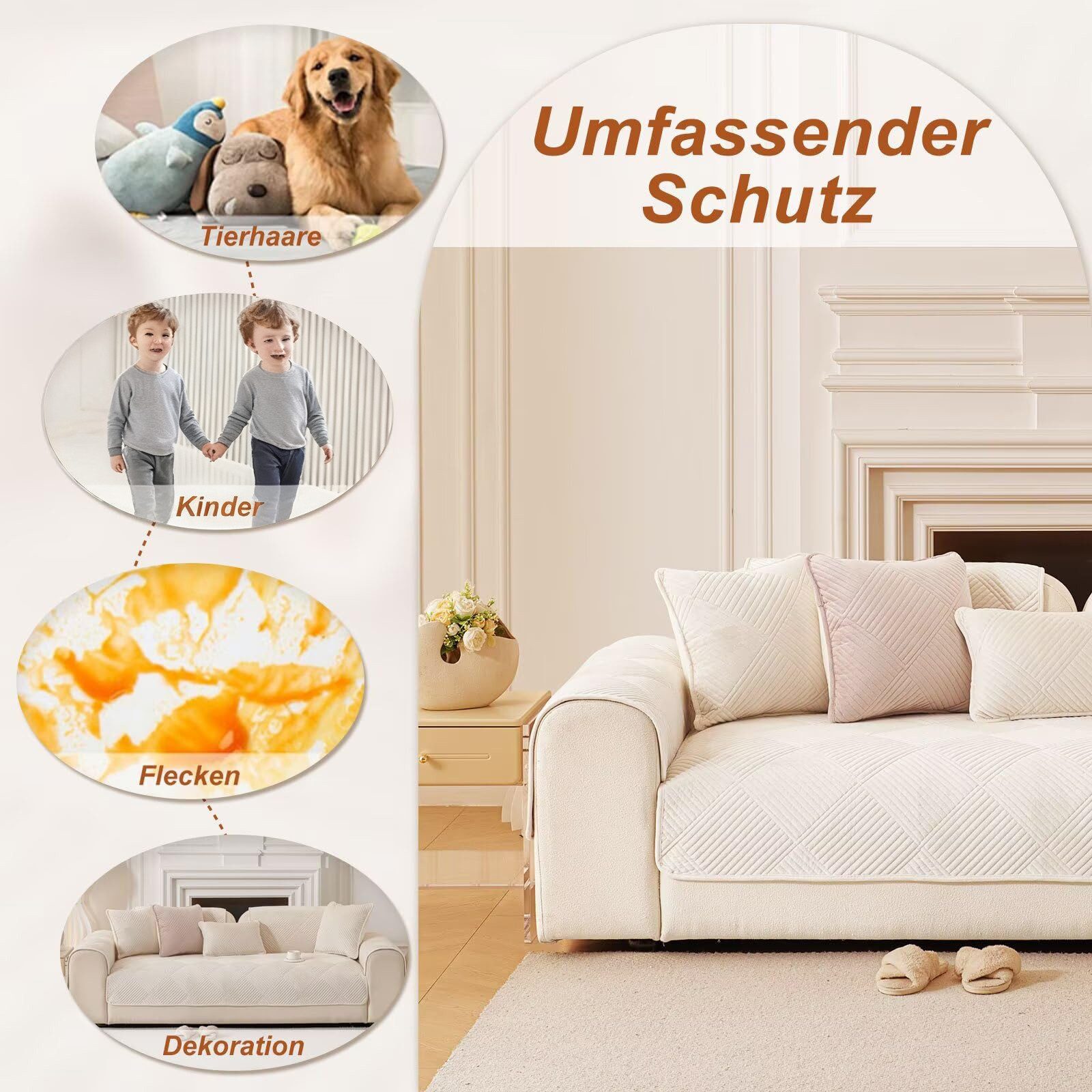 Minicloss Sofabezug 1 2 3 4 Sitzer Sofabezüge Couch Überzug L Form Ecksofa Sofa Couch, Überwurfdecke, Sofahusse Sofaüberwürfe rutschfest Sofa Abdeckung – Bild 5 von 5