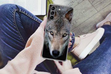 MuchoWow Handyhülle Wolf - Porträt - Schwarz, Phone Case, Handyhülle Samsung Galaxy S21 Plus, Silikon, Schutzhülle