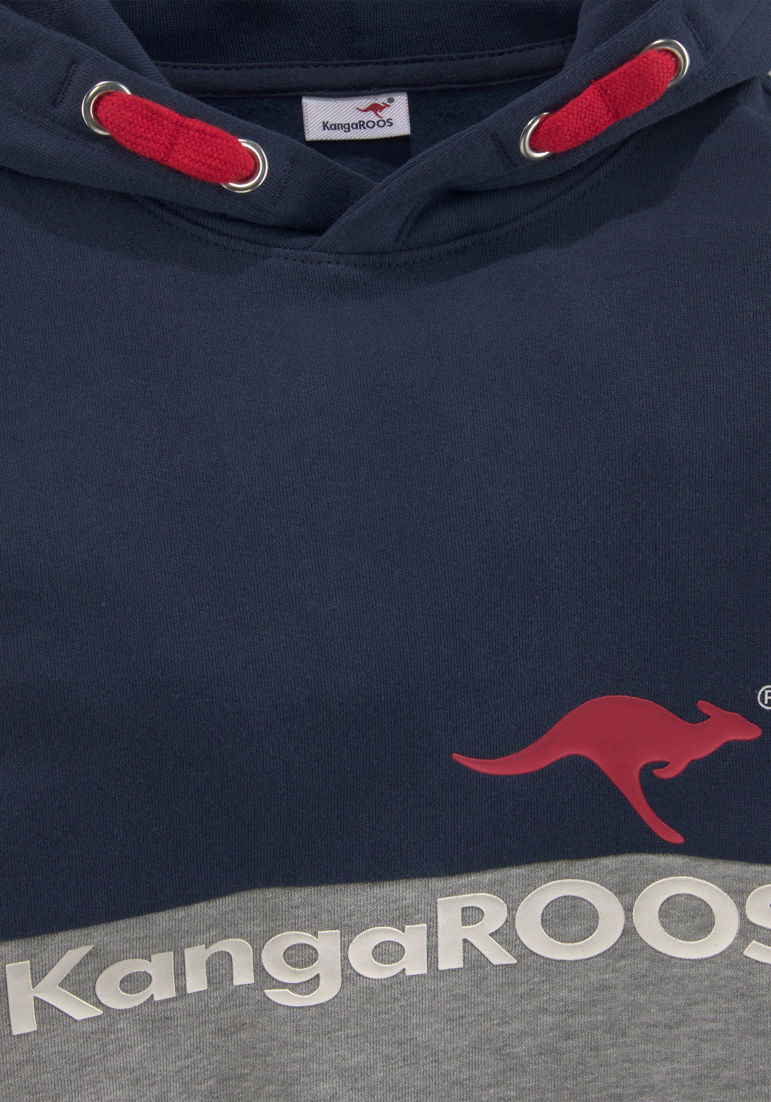 KangaROOS Kapuzensweatshirt Colorblocking Langarm, mehrfarbig, mit Logodruck, aus Baumwolle