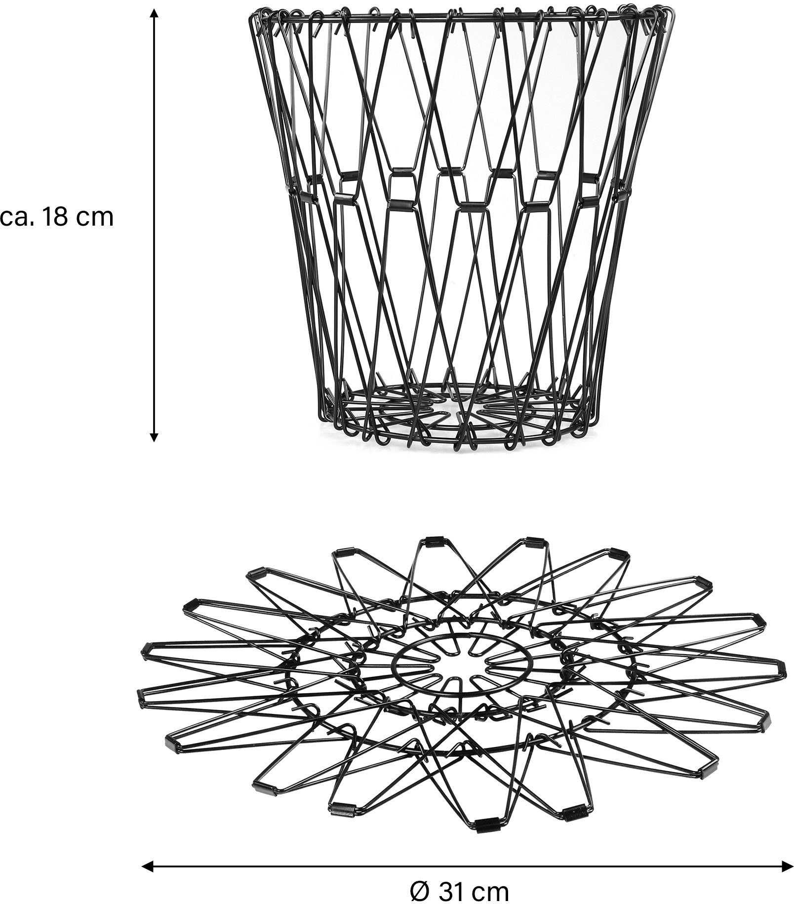 STONELINE Obstschale Flexi Korb, Metall, faltbar