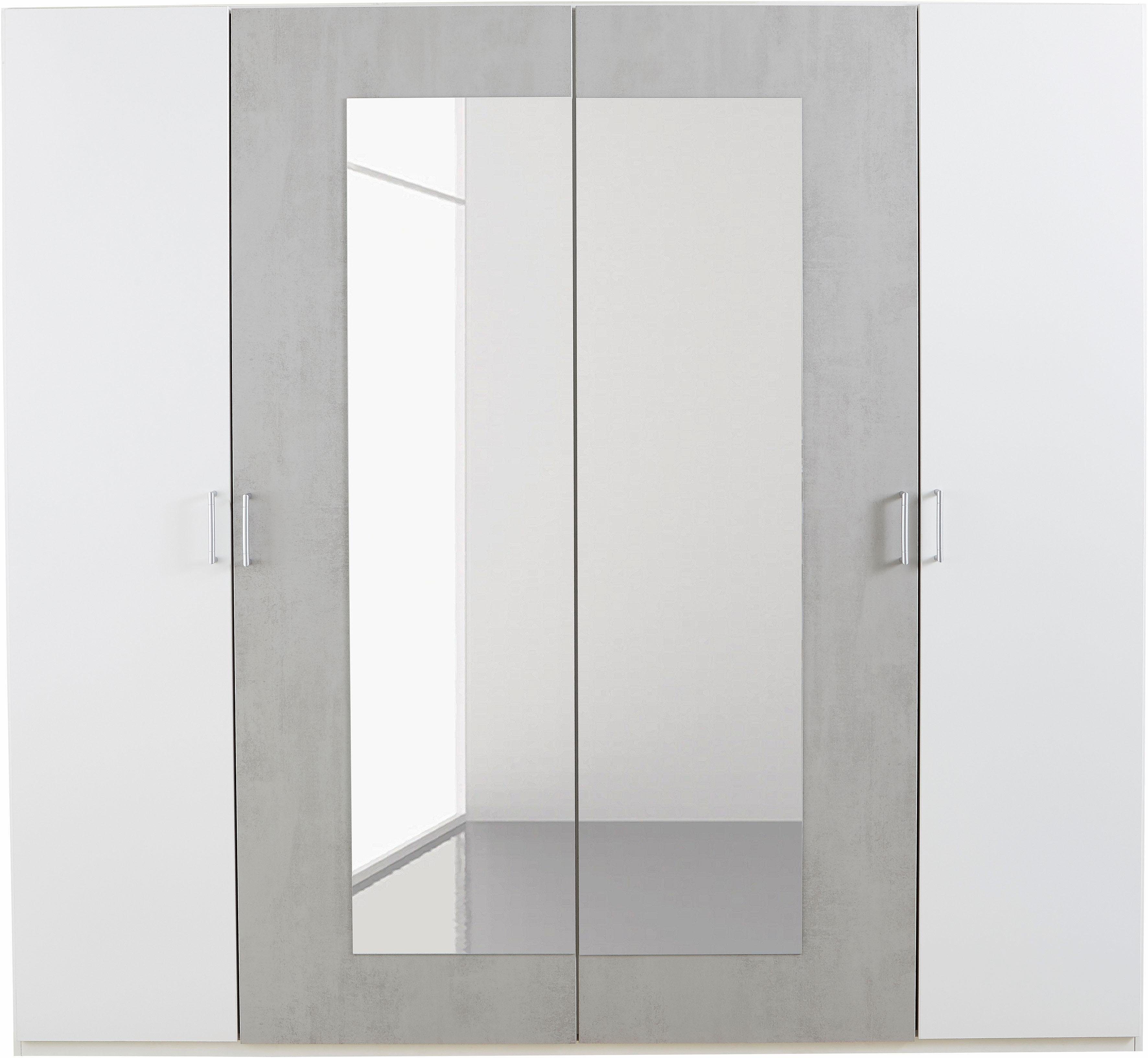 lichtgrau Spiegeltüren weiß/betonfarben Angie mit Wimex Kleiderschrank