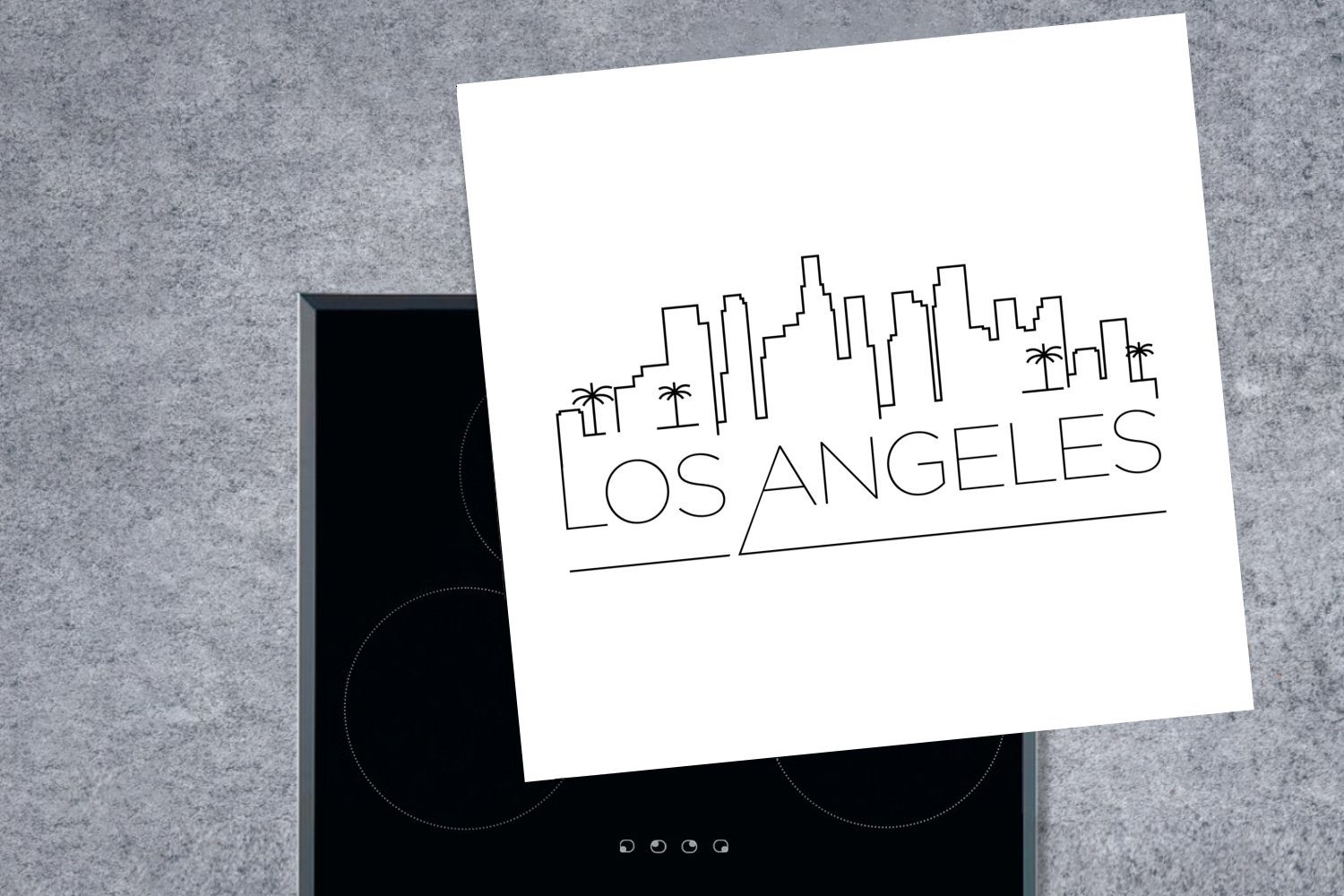 MuchoWow cm, tlg), Angeles" weiß, küche 78x78 Vinyl, für Arbeitsplatte "Los Skyline (1 Ceranfeldabdeckung, Herdblende-/Abdeckplatte