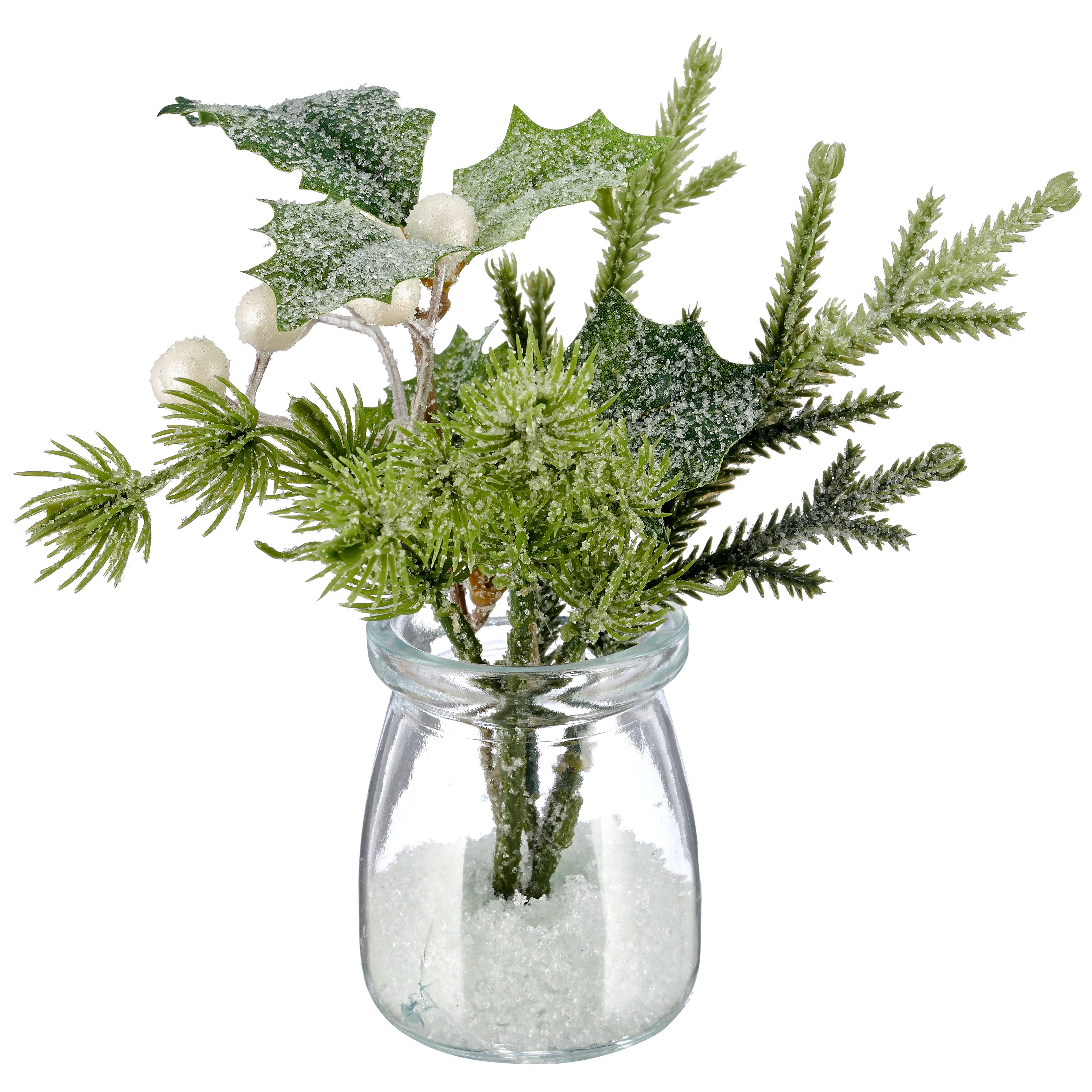 Winterliche Kunstpflanze 3er Set aus kleinen winterlichen Bouquets in Glasvasen, OTTO home, Höhe 16 cm, mit Frost-Finish, Höhe ca.16cm – Bild 3 von 5