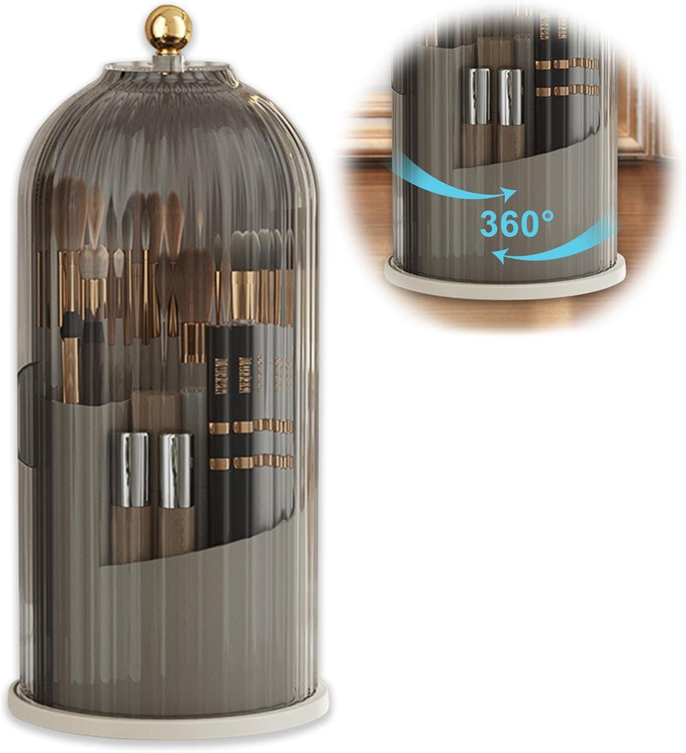 NUODWELL Make-Up Organizer 360° drehbarer Make-up-Organizer, Organizer mit transparentem Deckel