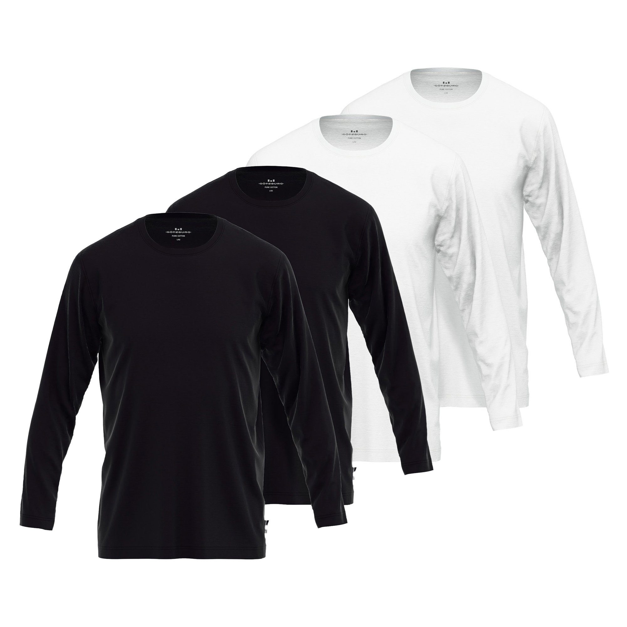 GÖTZBURG T-Shirt Herren T-Shirt 4er Pack Baumwolle Langarmshirt 4P (Packung, 4er Pack)